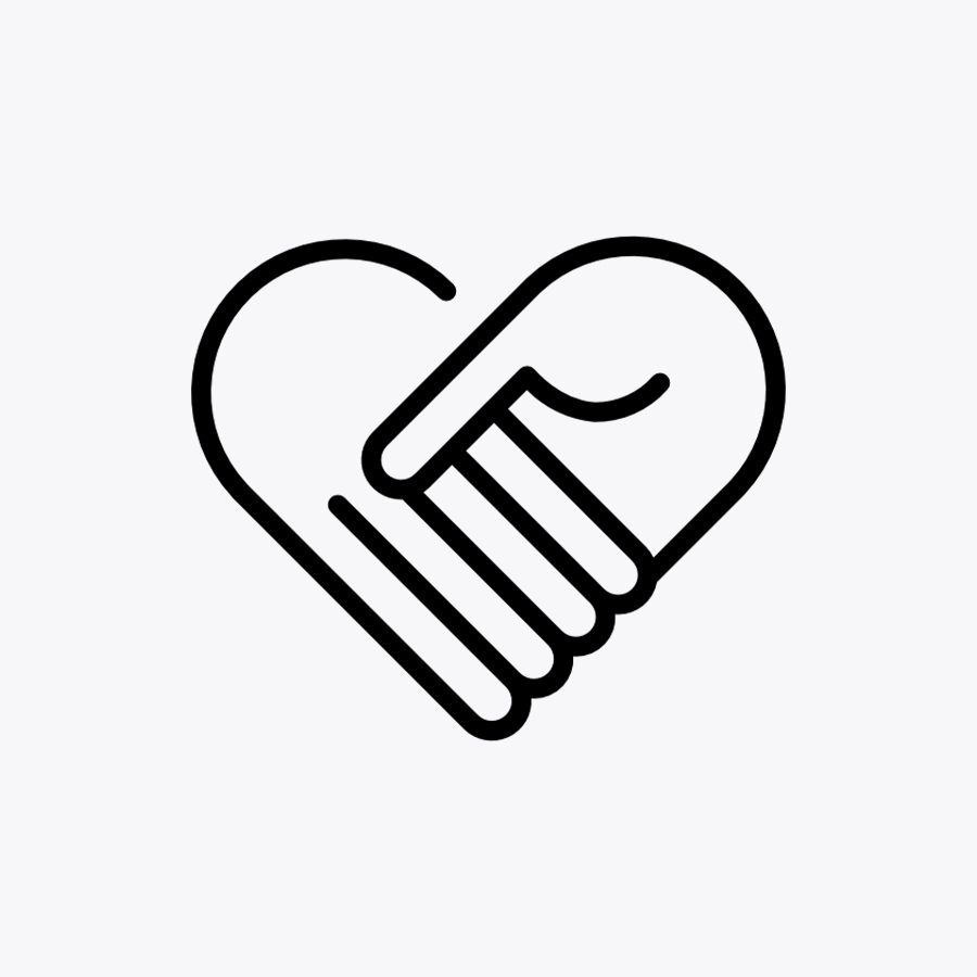 hand holding icon on grey background