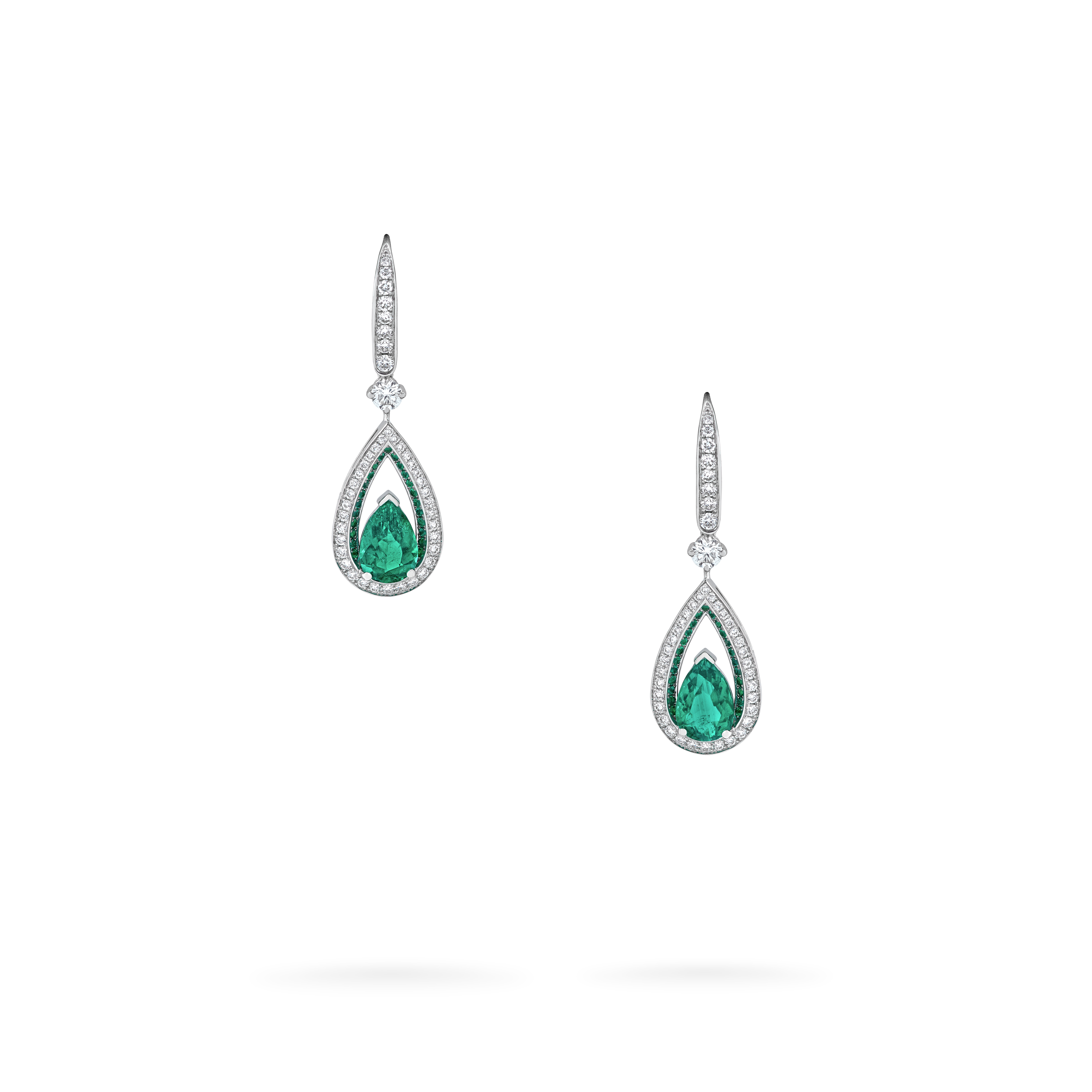 Garrard Jewelled Vault Emerald and Diamond High Jewellery Drop Earrings In 18 Carat White Gold 2017381 Garrard Jewelled Vault Emerald and Diamond High Jewellery Drop Earrings In 18 Carat White Gold 2017381