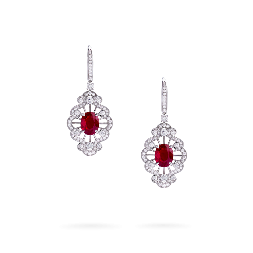 Garrard Jewelled Vault Ruby and Diamond High Jewellery Earrings In 18 carat White Gold 2015794