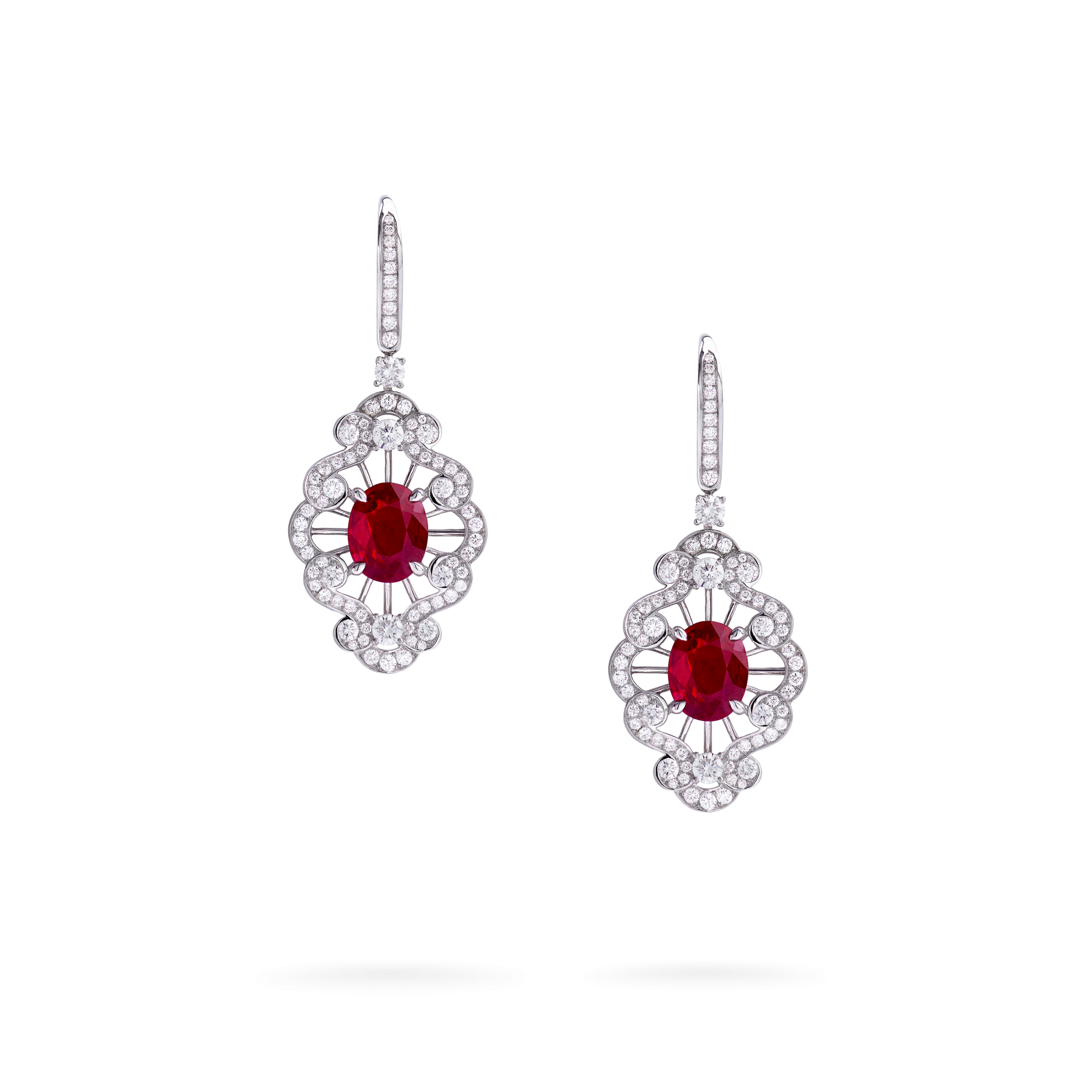 Garrard Jewelled Vault Ruby and Diamond High Jewellery Earrings In 18 carat White Gold 2015794