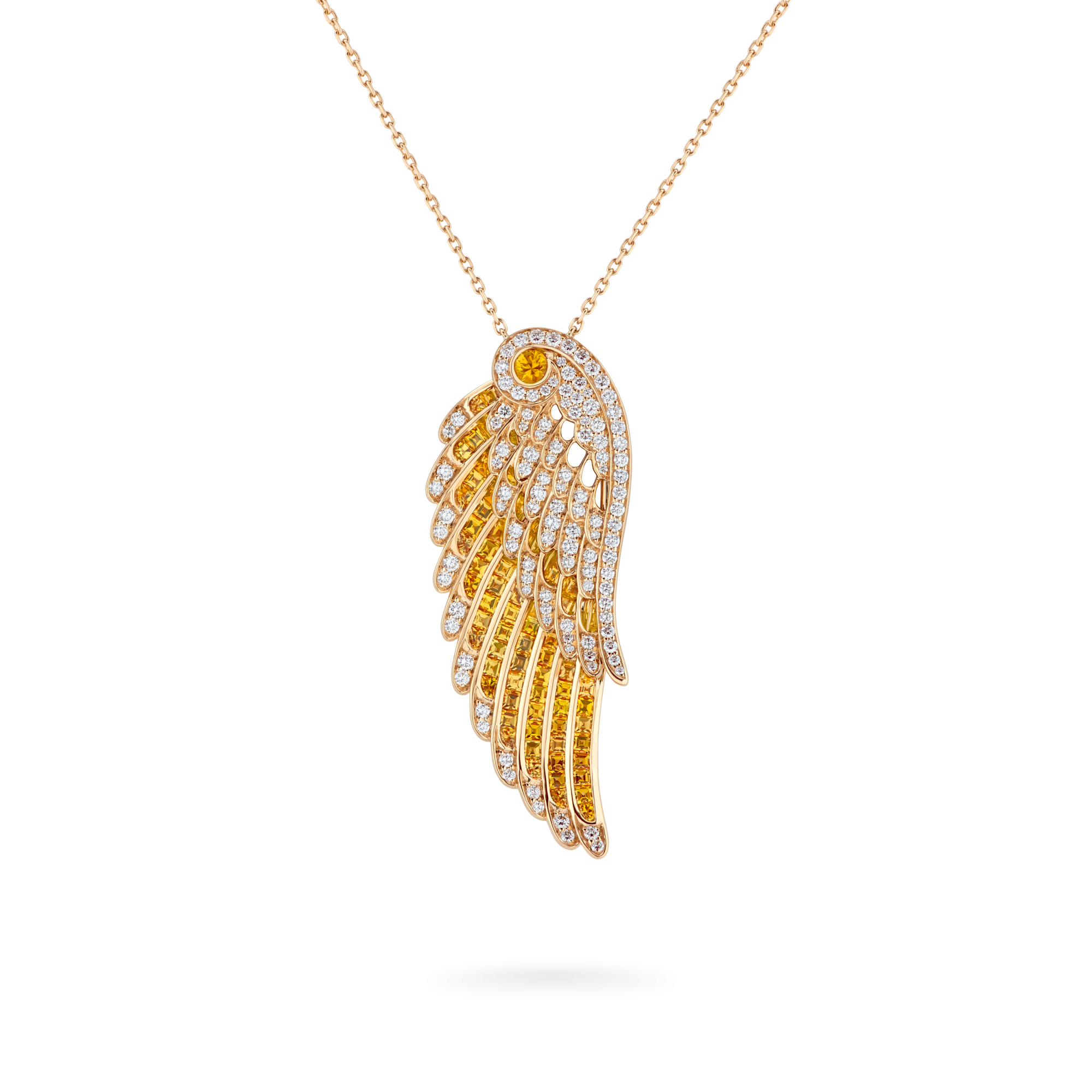 Garrard Wings Embrace jewellery collection Yellow Sapphire and Diamond Pendant In 18ct Yellow Gold 2016580 Hero View