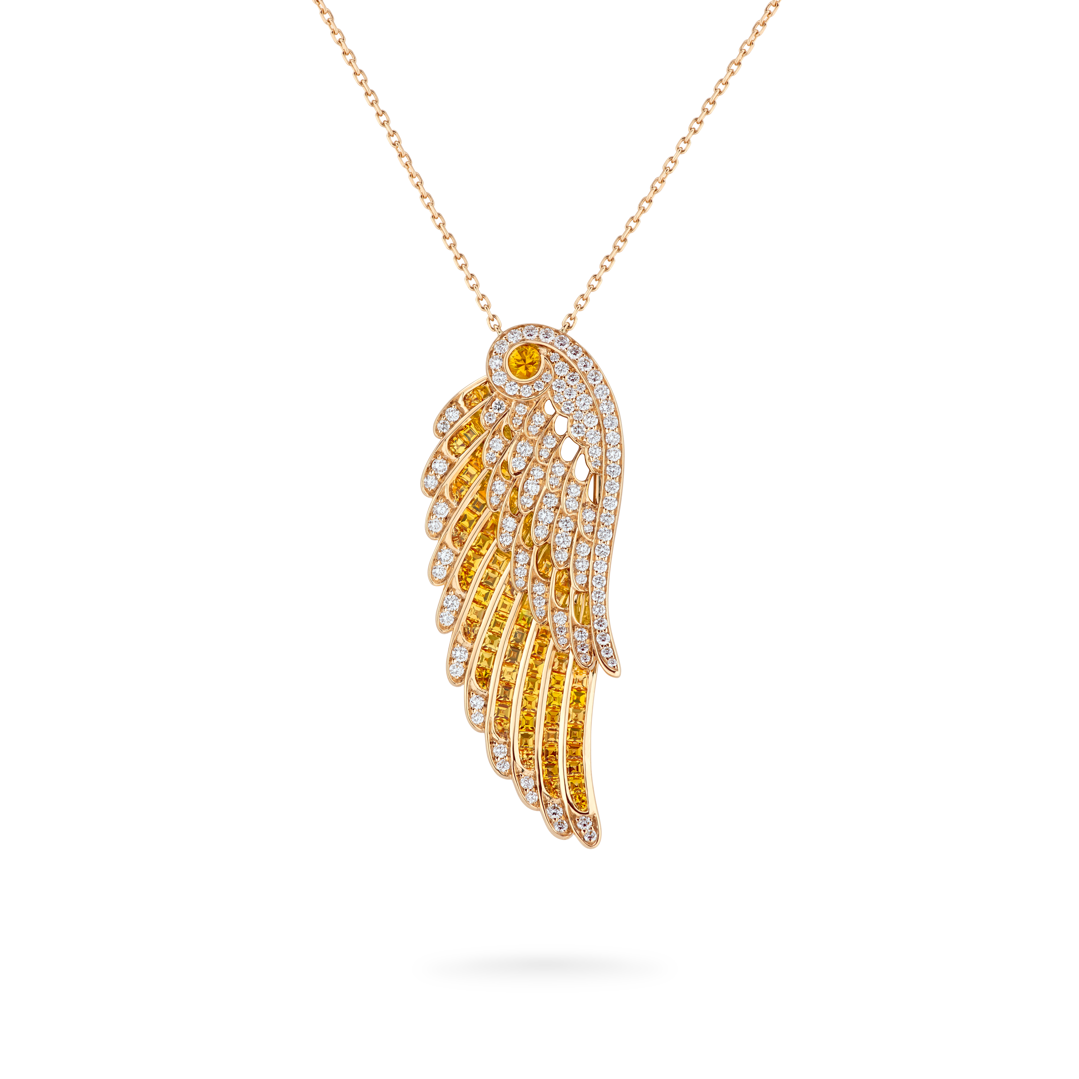 Garrard Wings Embrace jewellery collection Yellow Sapphire and Diamond Pendant In 18ct Yellow Gold 2016580 Hero View Garrard Wings Embrace jewellery collection Yellow Sapphire and Diamond Pendant In 18ct Yellow Gold 2016580 Hero View