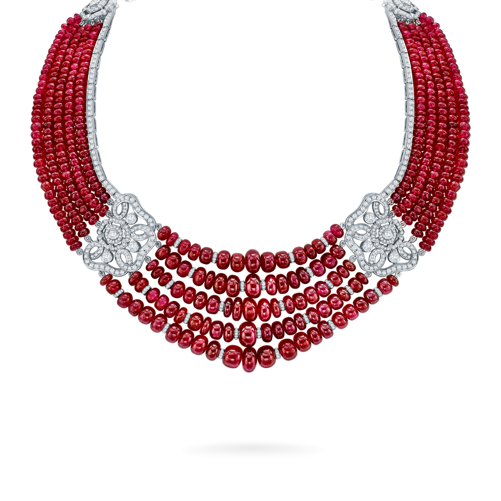 Red Rose High Jewellery Ruby and Diamond Necklace In 18ct White Gold 2015423