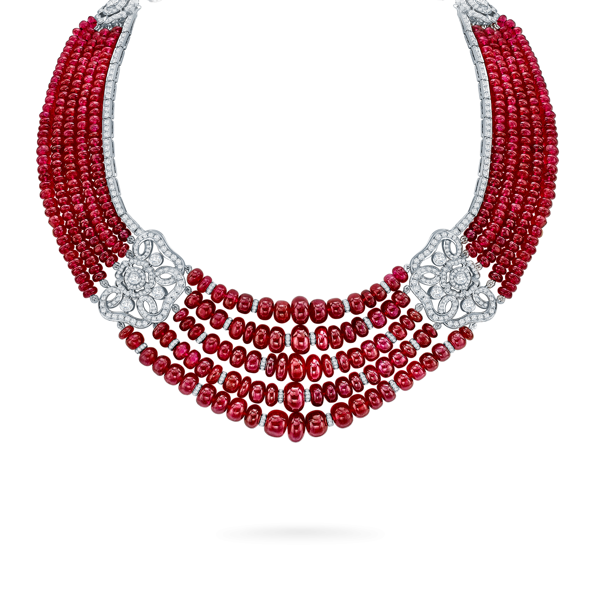 Red Rose High Jewellery Ruby and Diamond Necklace In 18ct White Gold 2015423