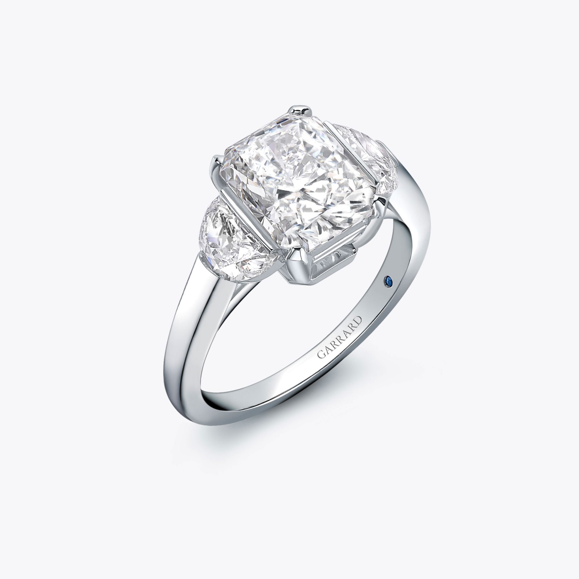 The Garrard Charisma Radiant Cut Diamond Three Stone Engagement Ring 1x1 1