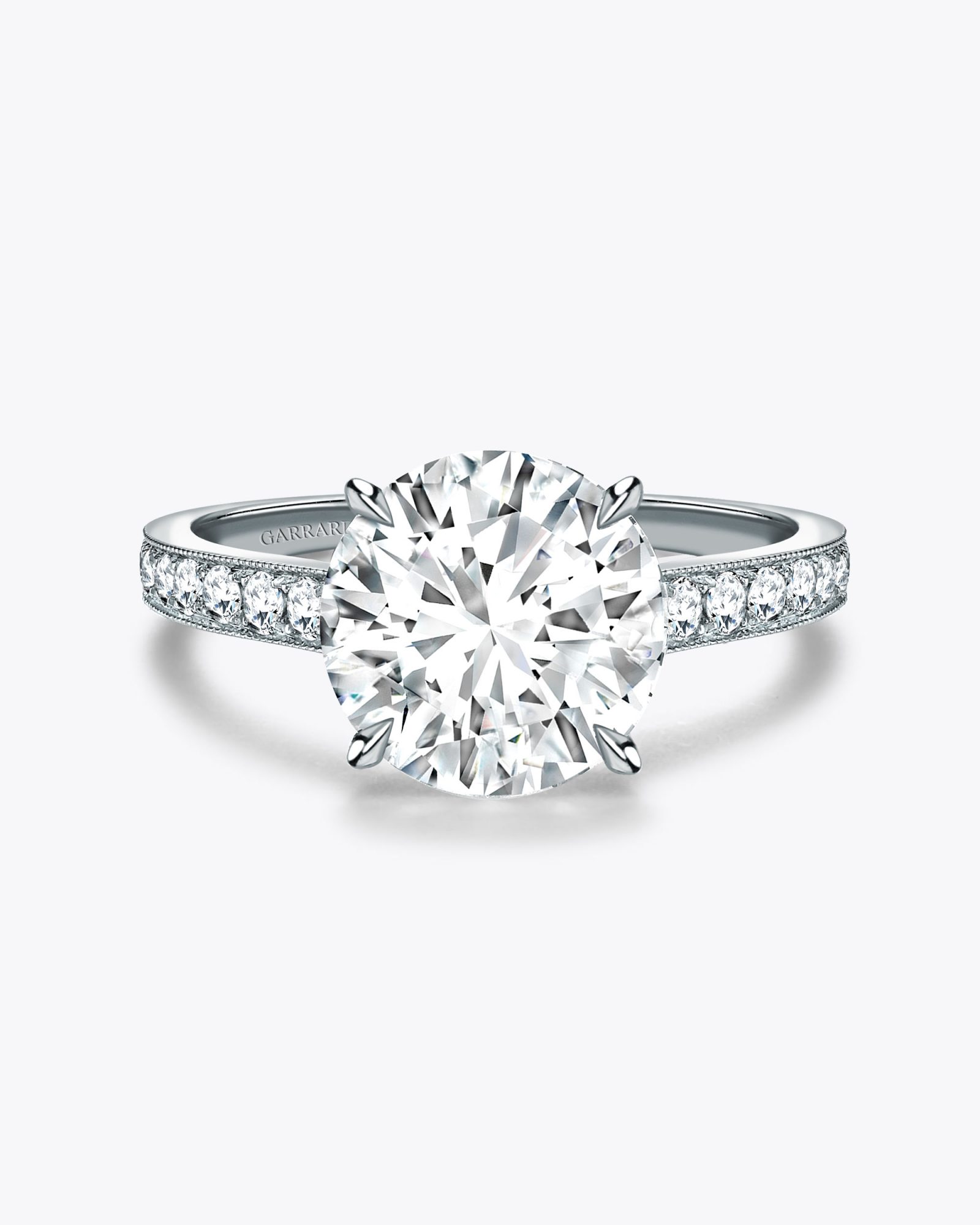 The Garrard Cherish Round Diamond Solitaire Engagement Ring In 18 Carat White Gold with Diamonds