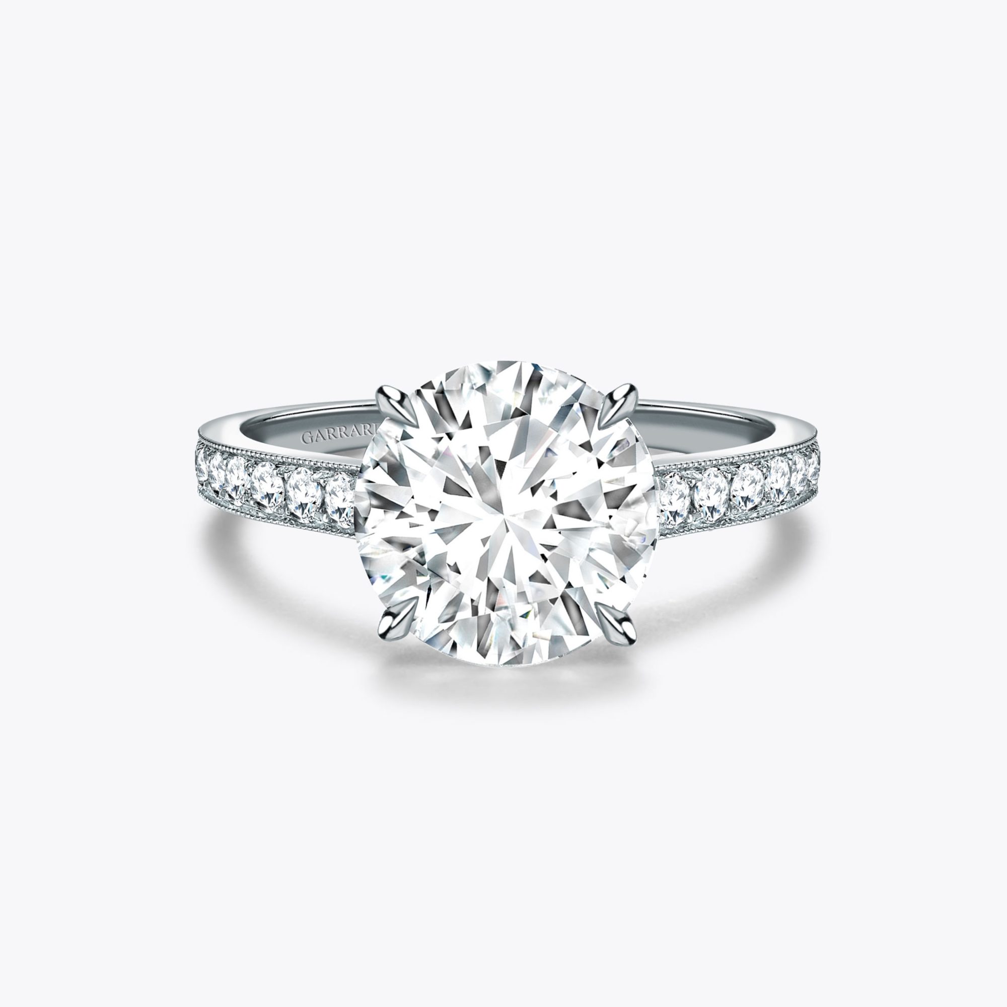 The Garrard Cherish Round Diamond Solitaire Engagement Ring In 18 Carat White Gold with Diamonds 1x1 1