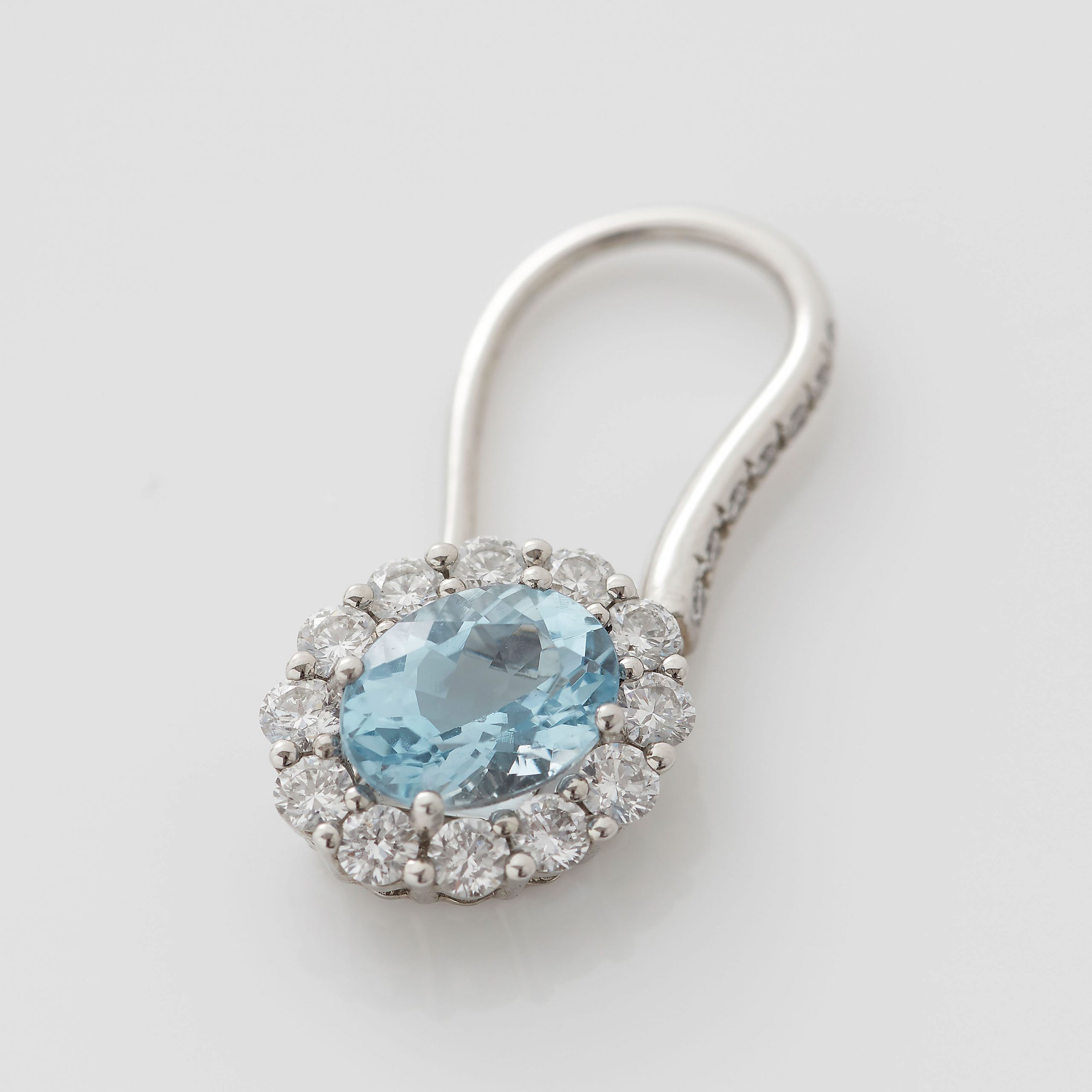 Garrard 1735 collection Aquamarine Oval Drop Earrings in platinum with Diamonds JE17PT13 Detail View 1 Garrard 1735 collection Aquamarine Oval Drop Earrings in platinum with Diamonds JE17PT13 Detail View 1