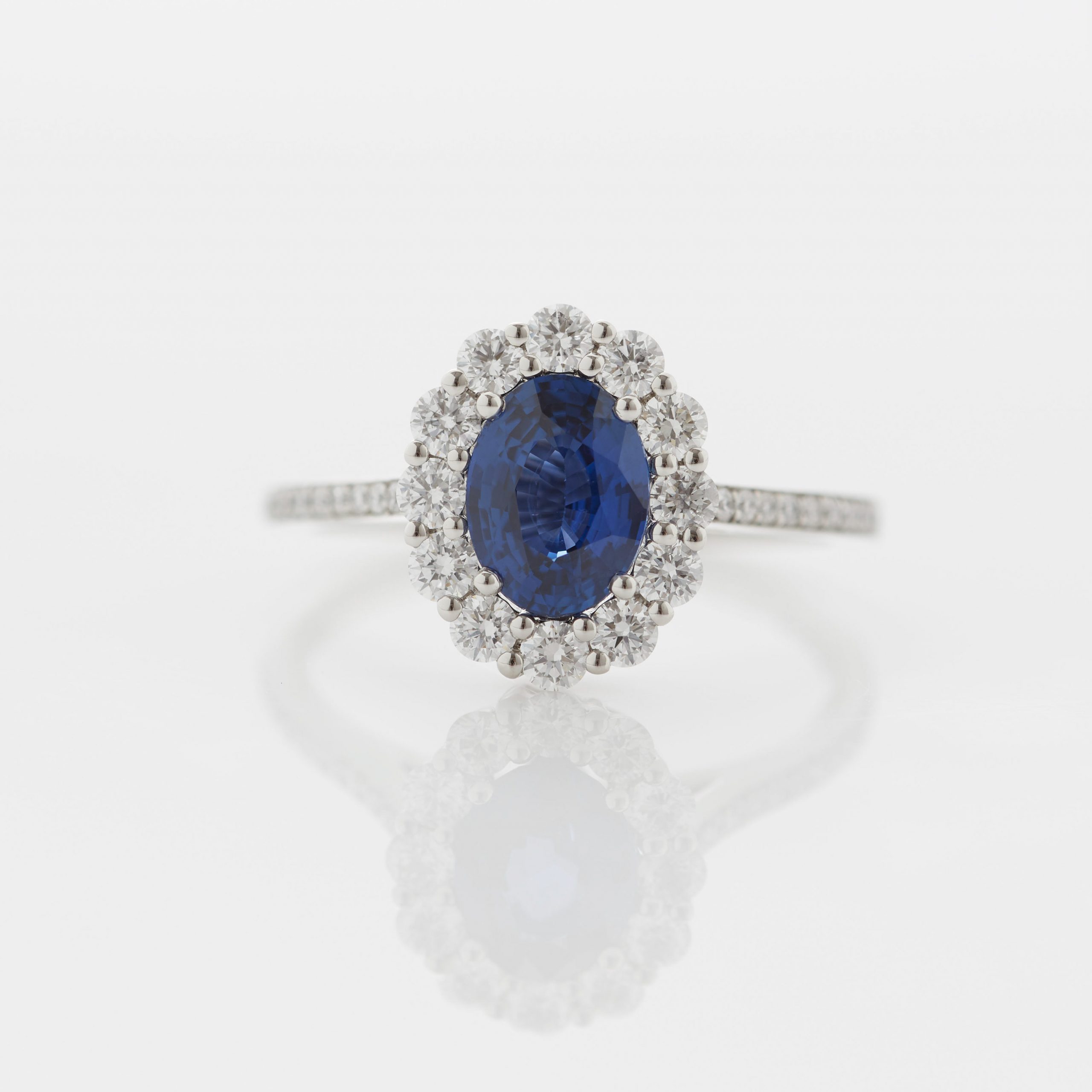 Garrard 1735 collection Sapphire Oval Ring in Platinum with Diamonds JR17PT03 Detail View 2 1 Garrard 1735 collection Sapphire Oval Ring in Platinum with Diamonds JR17PT03 Detail View 2 1
