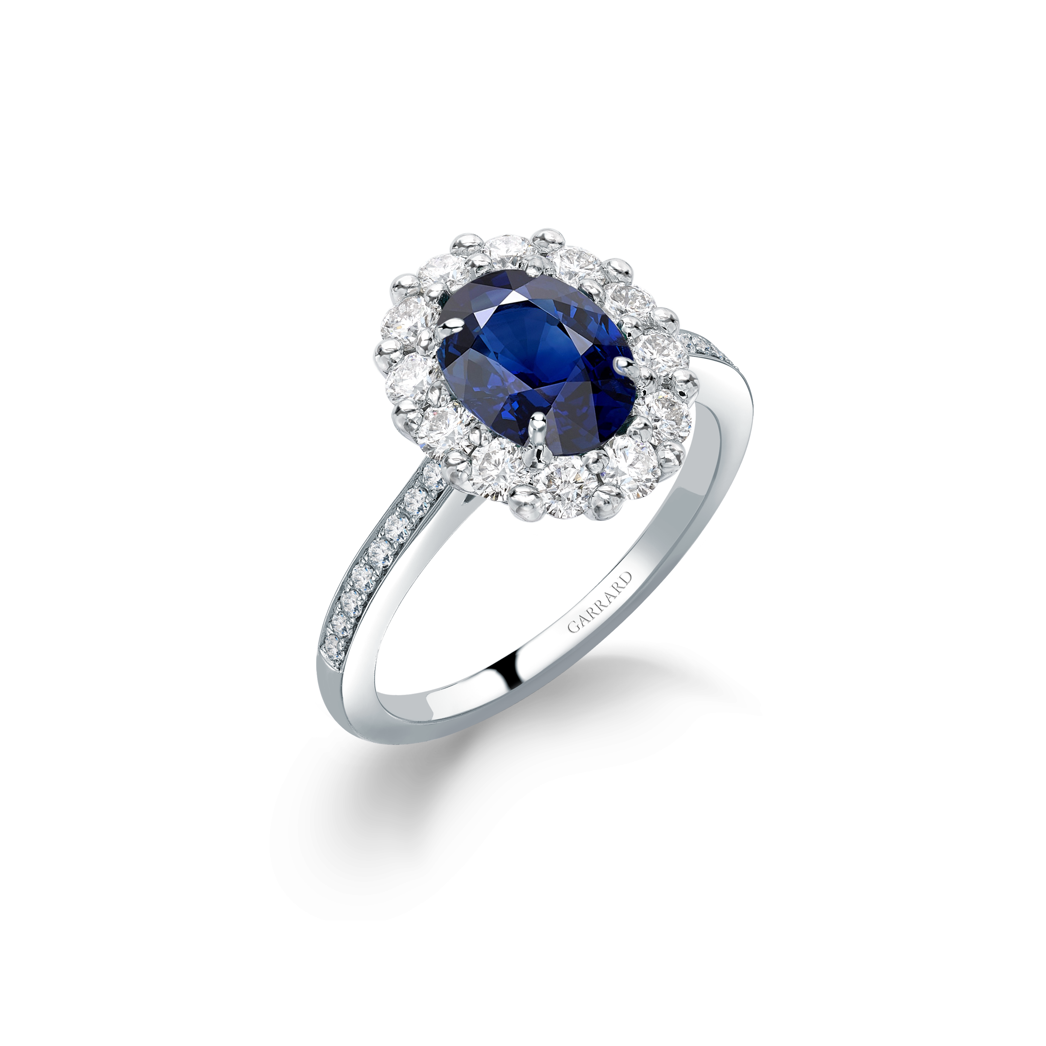 Garrard 1735 collection Sapphire Oval Ring in Platinum with Diamonds JR17PT03 Hero View Garrard 1735 collection Sapphire Oval Ring in Platinum with Diamonds JR17PT03 Hero View