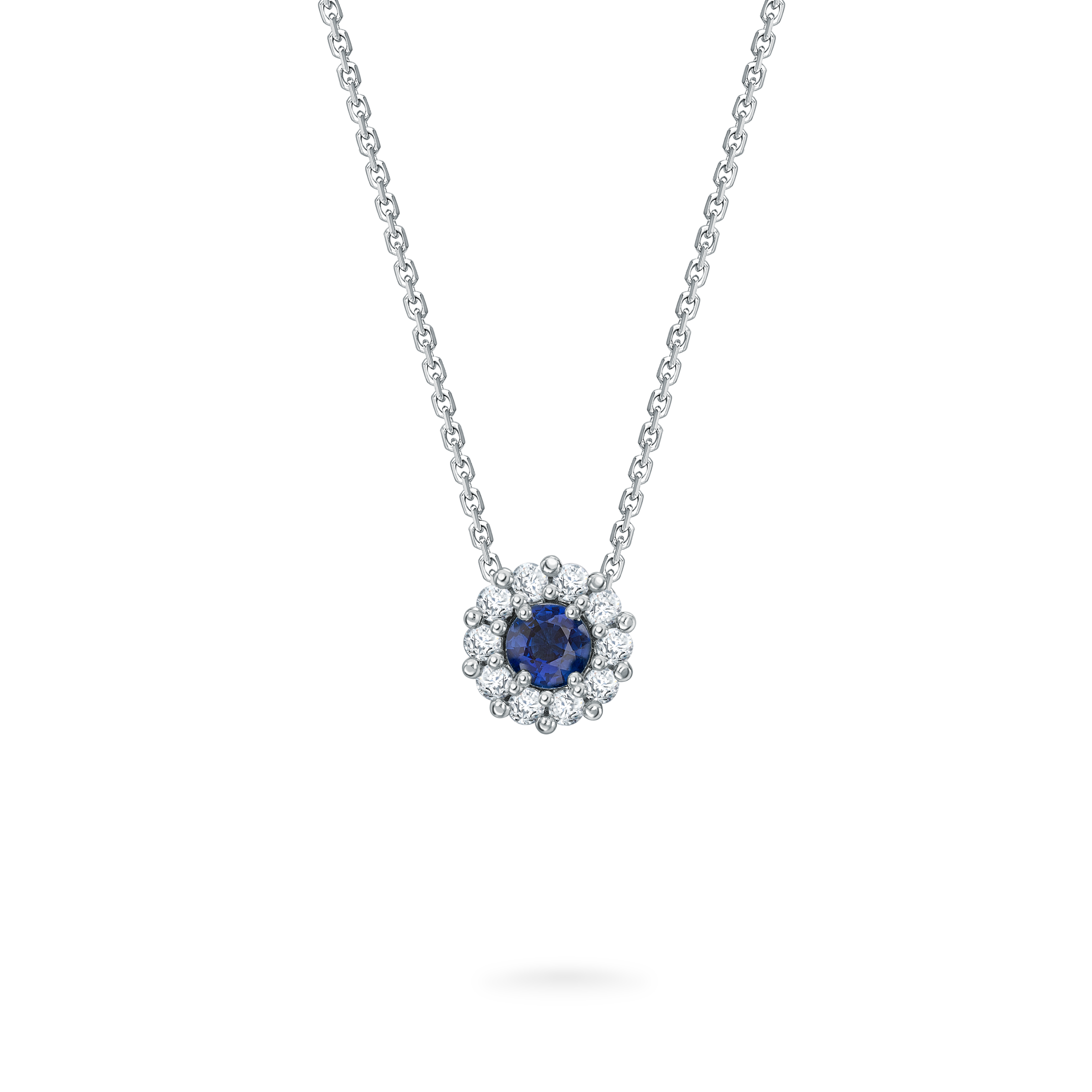 Garrard 1735 jewellery collection Sapphire Round Pendant in Platinum JP17PT06 Hero View Garrard 1735 jewellery collection Sapphire Round Pendant in Platinum JP17PT06 Hero View