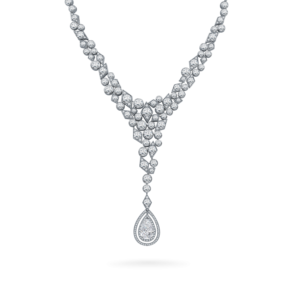 Garrard Albemarle Abstract Convertible High Jewellery Diamond Drop Necklace In 18ct White Gold 2016681