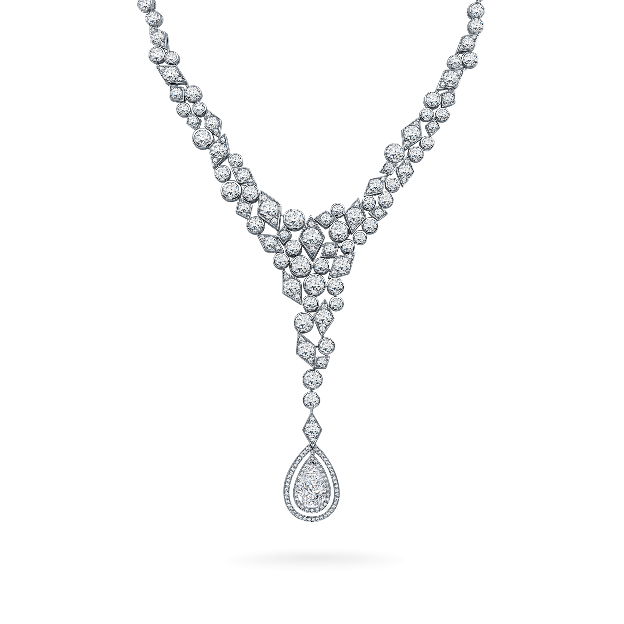 Garrard Albemarle Abstract Convertible High Jewellery Diamond Drop Necklace In 18ct White Gold 2016681