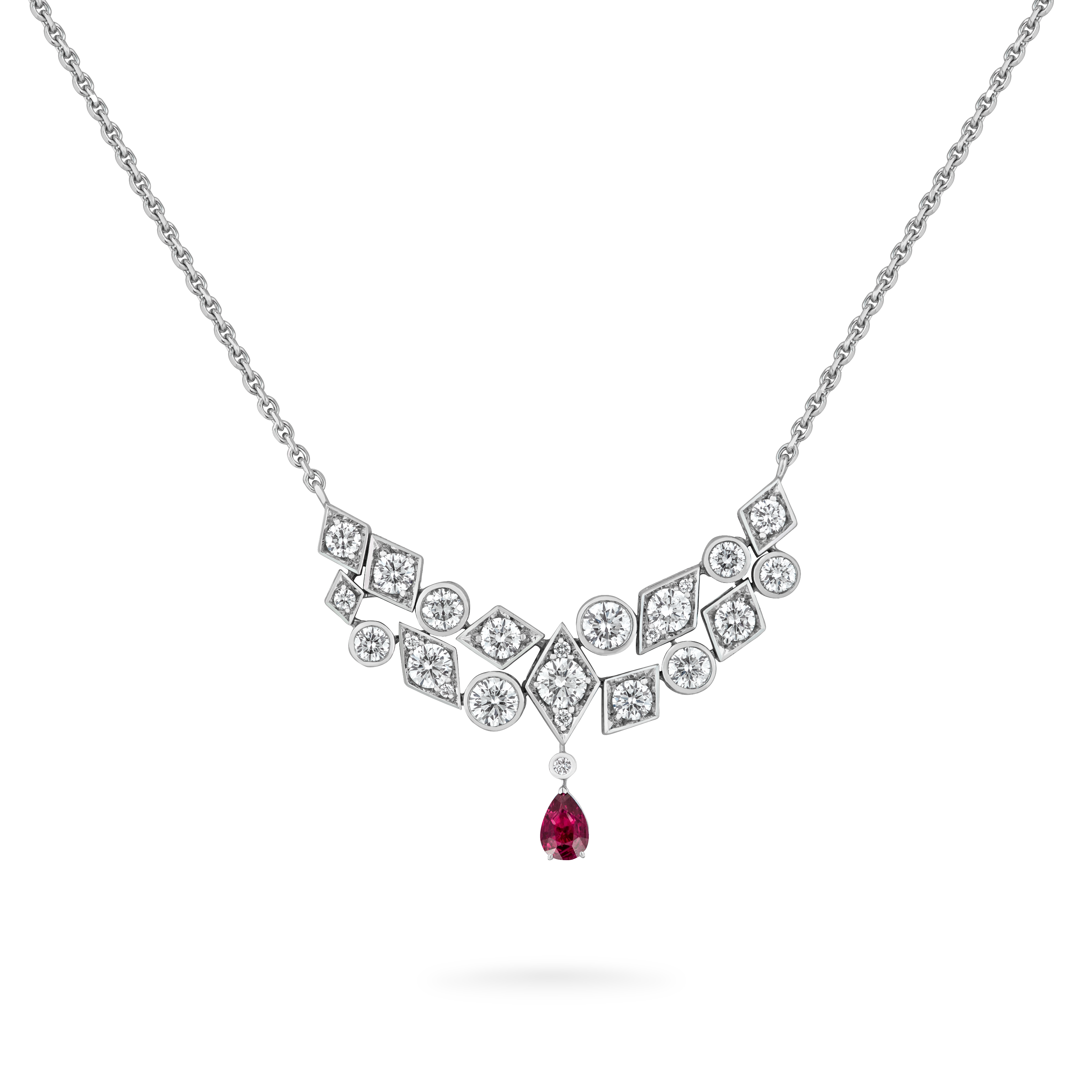 Garrard Albemarle Abstract jewellery Collection transformable diamond necklace in 18ct white gold ruby drop 2017419 2017499 Hero Garrard Albemarle Abstract jewellery Collection transformable diamond necklace in 18ct white gold ruby drop 2017419 2017499 Hero