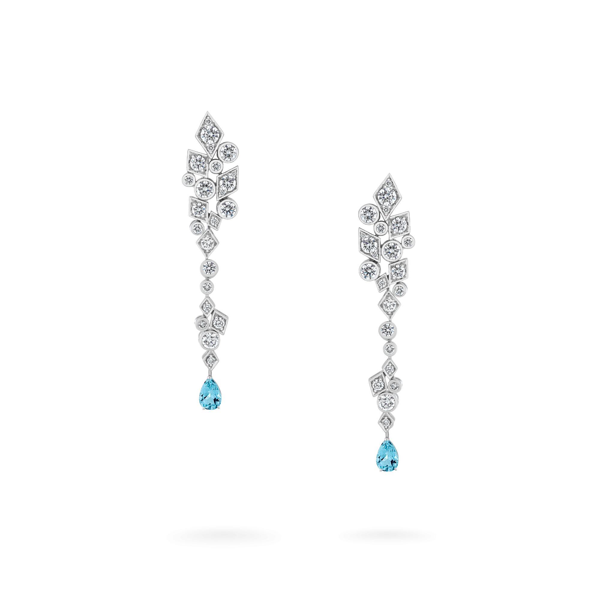Garrard Albemarle Abstract jewellery collection Transformable Diamond Earrings In 18ct White Gold Aquamarin drops 2017415 2017417 Hero view