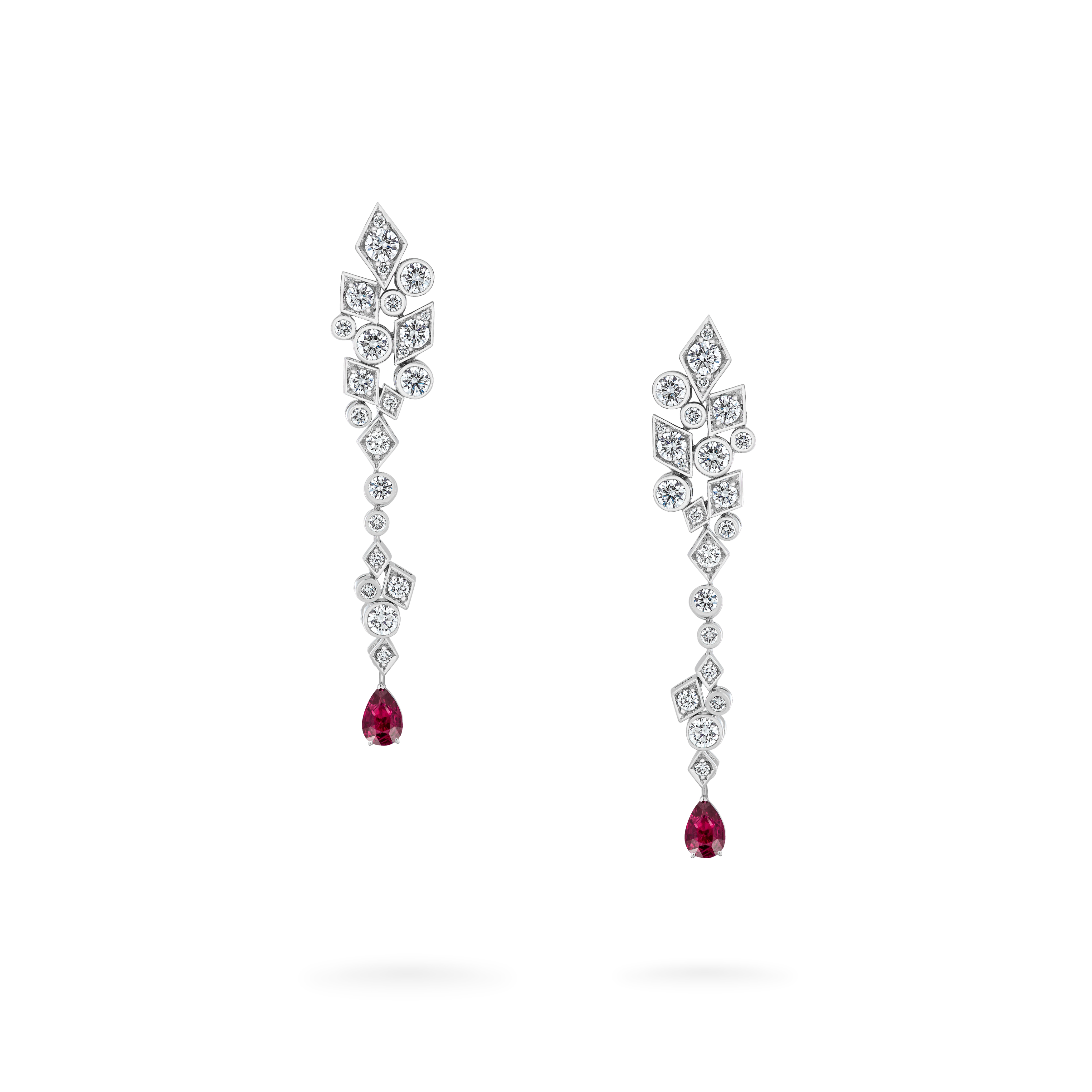 Garrard Albemarle Abstract jewellery collection Transformable Diamond Earrings In 18ct White Gold Ruby drops 2017415 2017497 Hero Garrard Albemarle Abstract jewellery collection Transformable Diamond Earrings In 18ct White Gold Ruby drops 2017415 2017497 Hero
