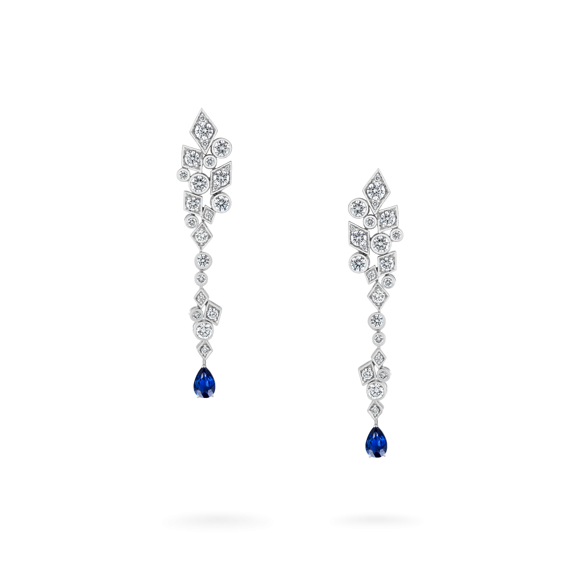 Garrard Albemarle Abstract jewellery collection Transformable Diamond Earrings In 18ct White Gold sapphire drops 2017415 2017498 Hero