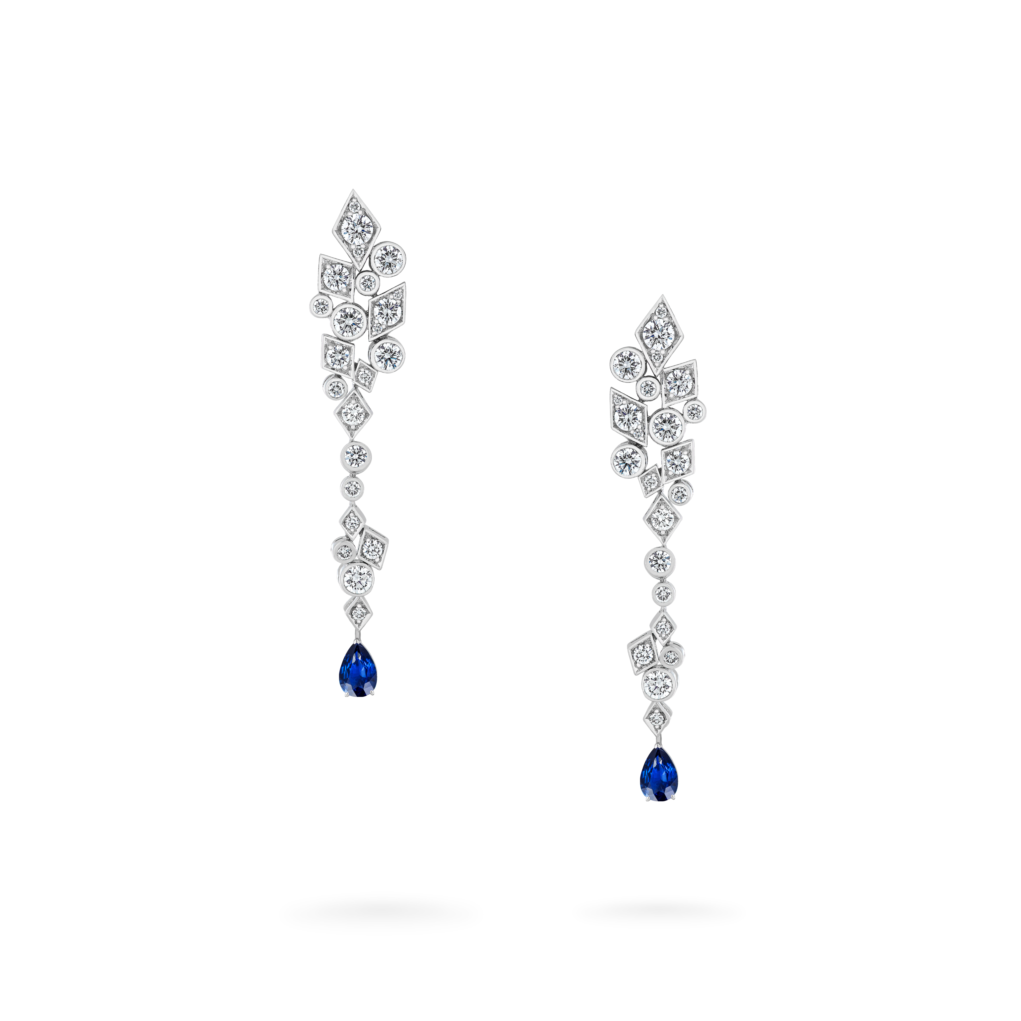 Garrard Albemarle Abstract jewellery collection Transformable Diamond Earrings In 18ct White Gold sapphire drops 2017415 2017498 Hero Garrard Albemarle Abstract jewellery collection Transformable Diamond Earrings In 18ct White Gold sapphire drops 2017415 2017498 Hero