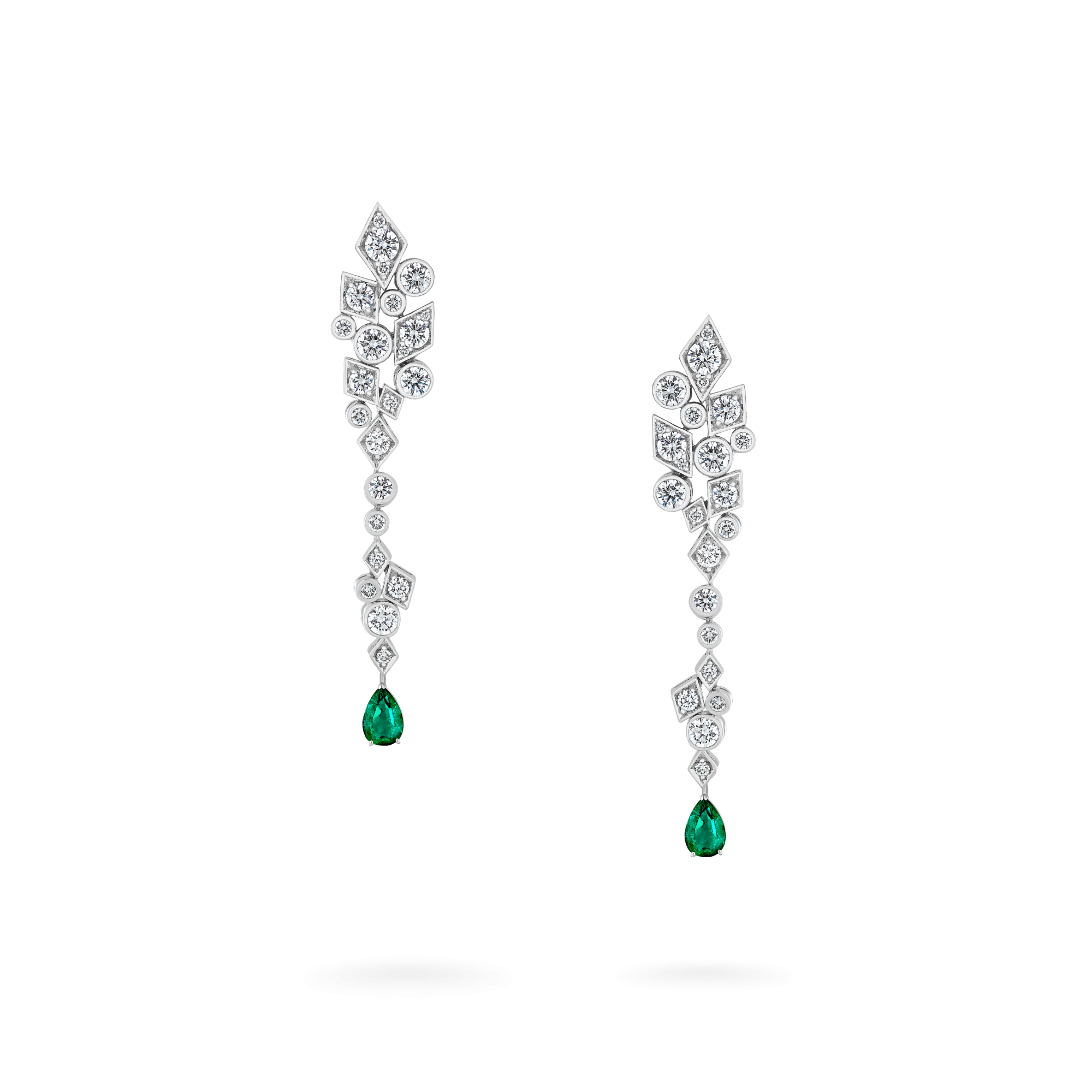 Garrard Albemarle Abstract jewellery collection Transformable Diamond Earrings emerald drops 2017415 2017416 Hero