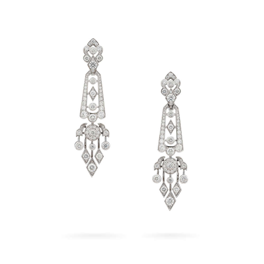 Garrard Albemarle jewellery collection Tiered Diamond Earrings In 18ct White Gold 2013244 Hero View