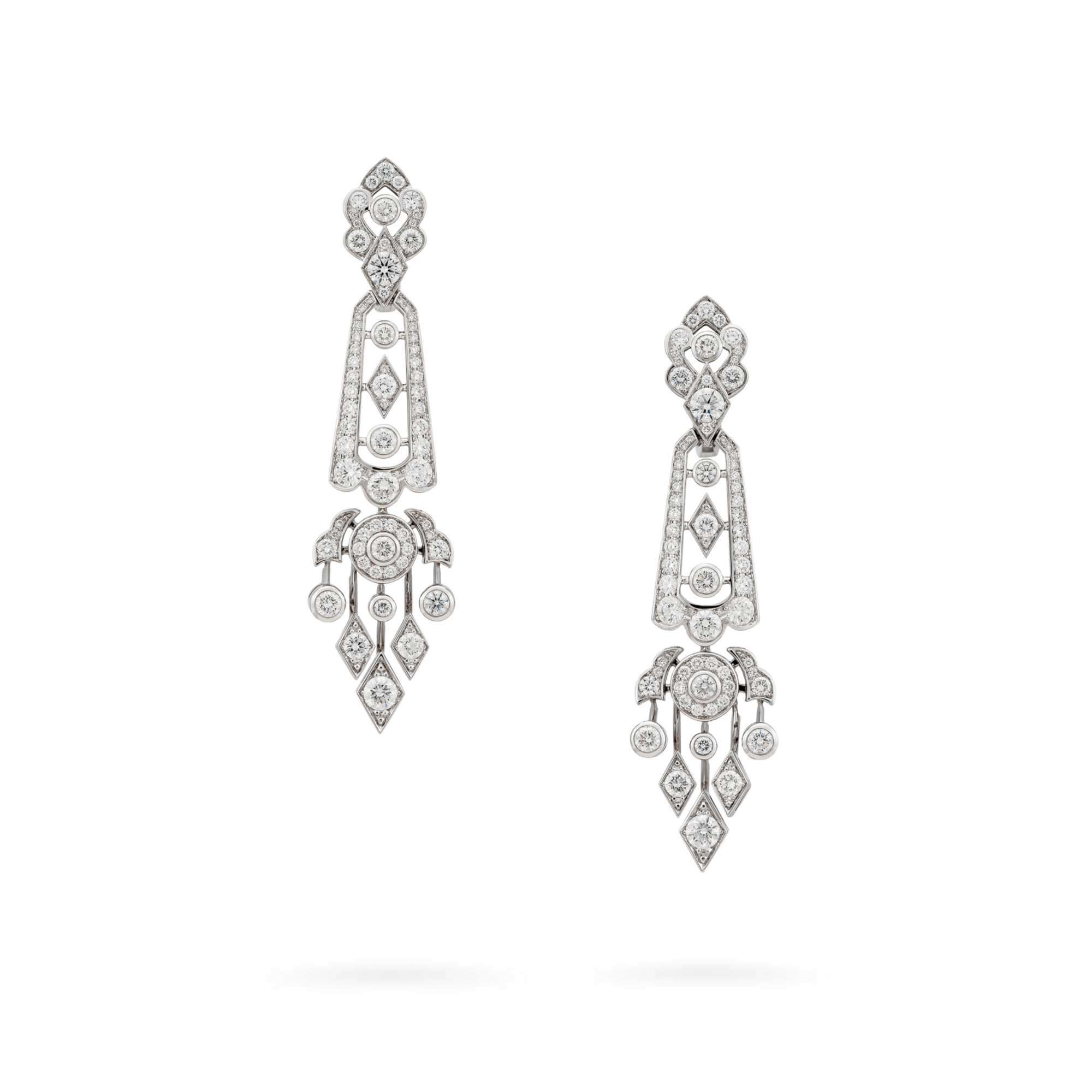 Garrard Albemarle jewellery collection Tiered Diamond Earrings In 18ct White Gold 2013244 Hero View