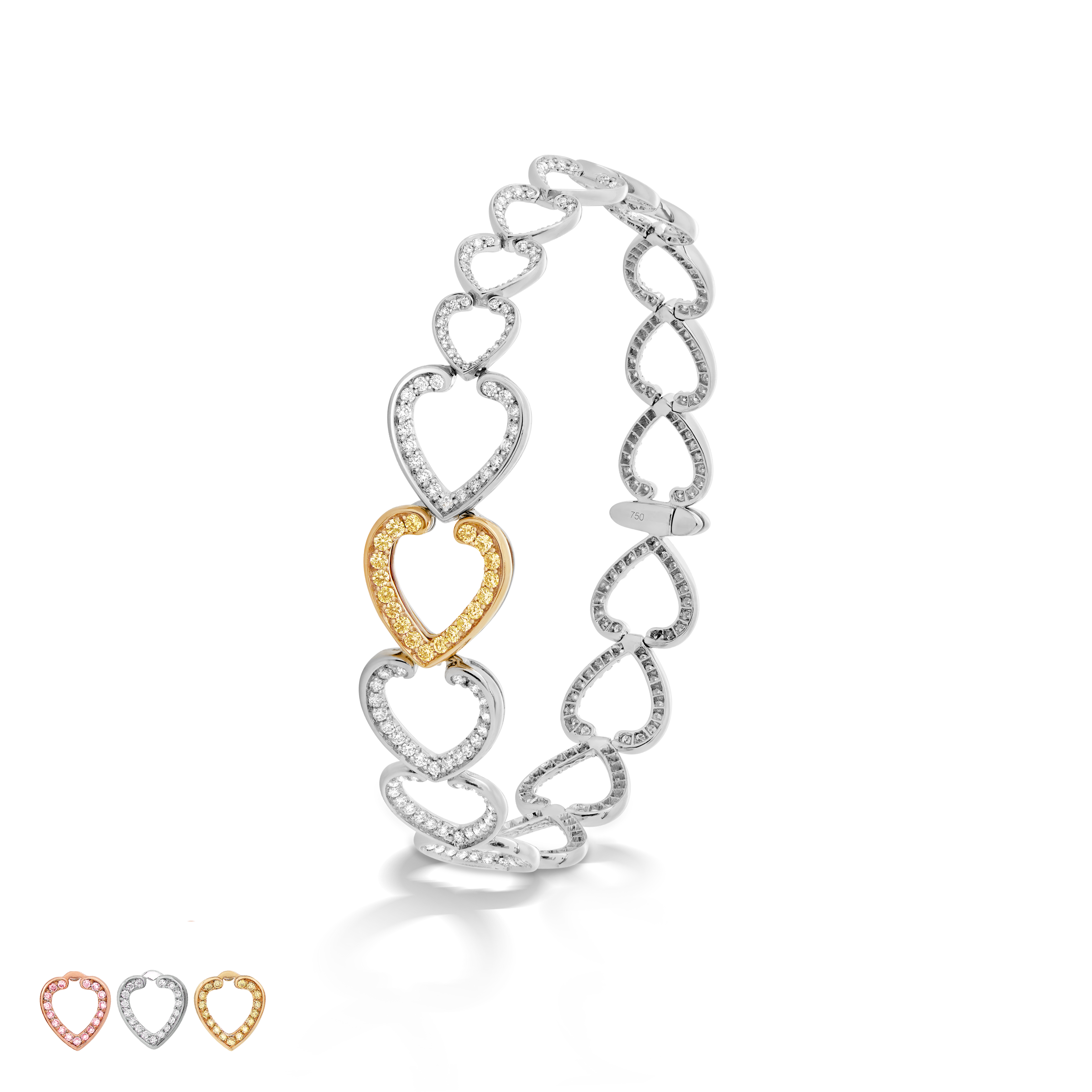 Garrard Aloria Interchangeable Diamond Bracelet In 18ct White Rose and Yellow Gold with Pink and Yellow Diamonds 2016927 Hero All Garrard Aloria Interchangeable Diamond Bracelet In 18ct White Rose and Yellow Gold with Pink and Yellow Diamonds 2016927 Hero All