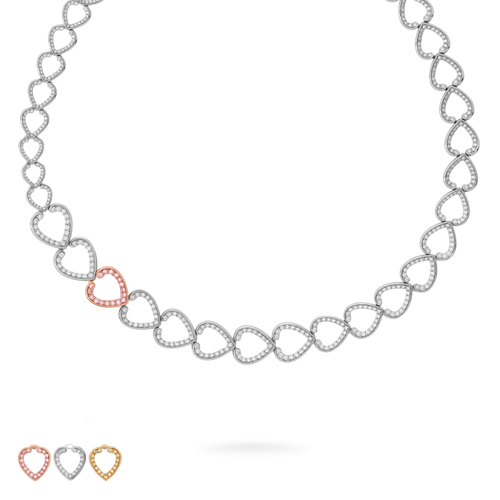 Garrard Aloria collection Interchangeable Necklace In 18ct White Gold with White Pink and Yellow Diamond Motifs 2016921 Hero All