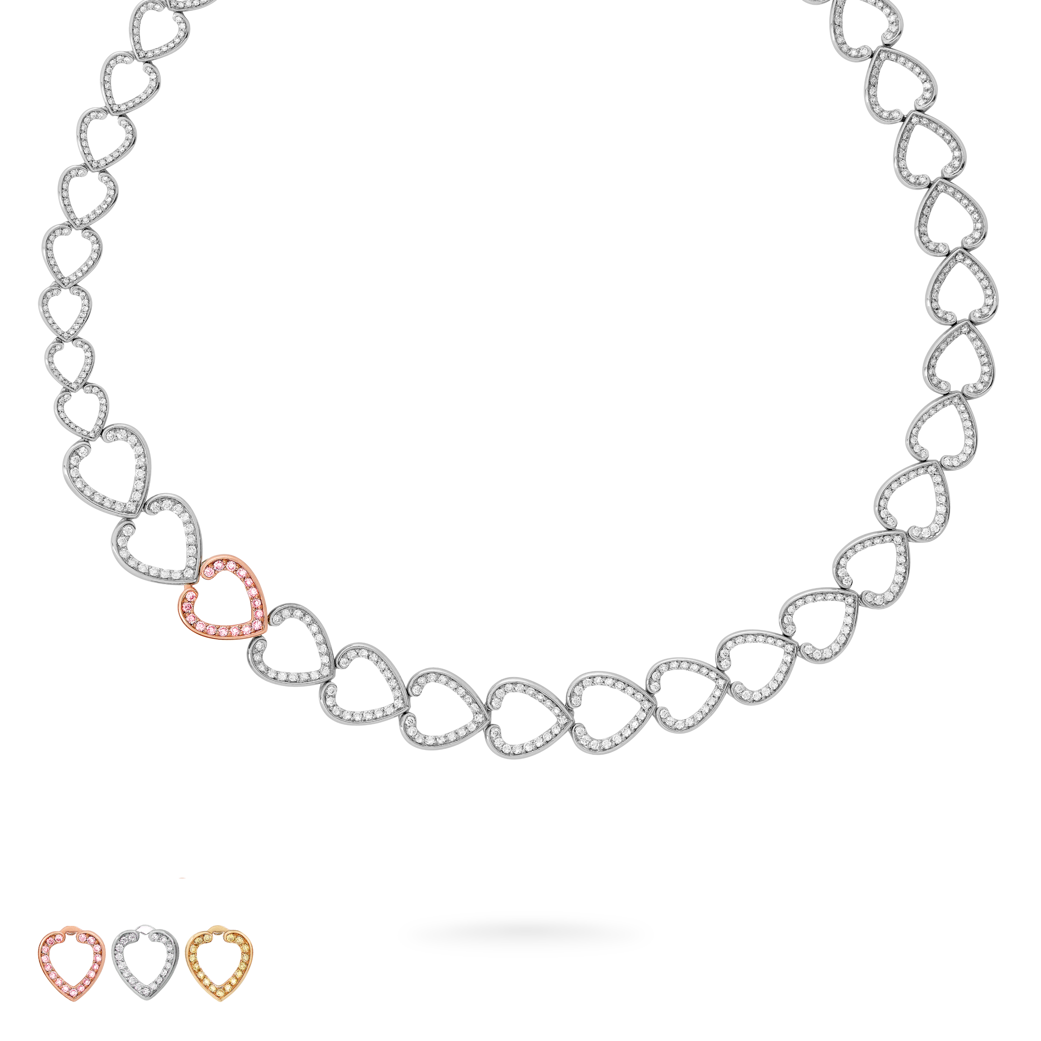 Garrard Aloria collection Interchangeable Necklace In 18ct White Gold with White Pink and Yellow Diamond Motifs 2016921 Hero All Garrard Aloria collection Interchangeable Necklace In 18ct White Gold with White Pink and Yellow Diamond Motifs 2016921 Hero All