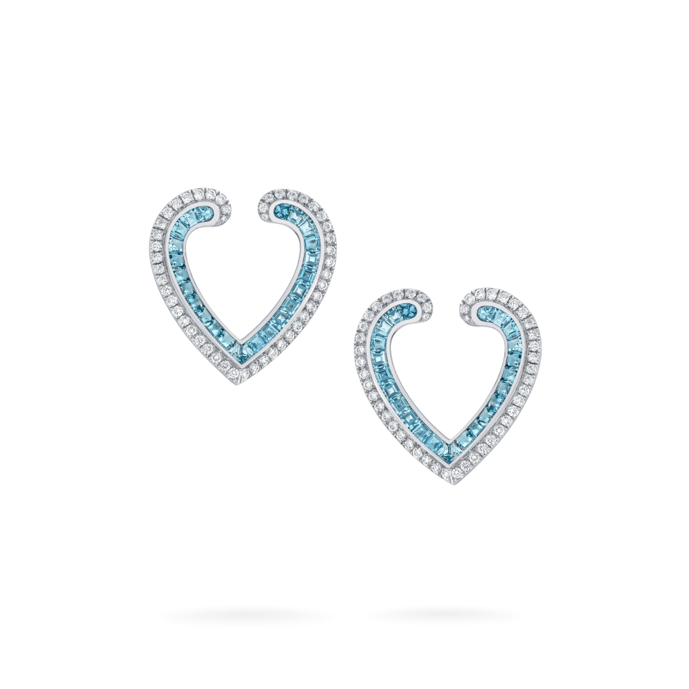 Garrard Aloria jewellery Collection calibre cut aquamarine earrings in 18ct white gold with Diamonds 2017068 Hero View