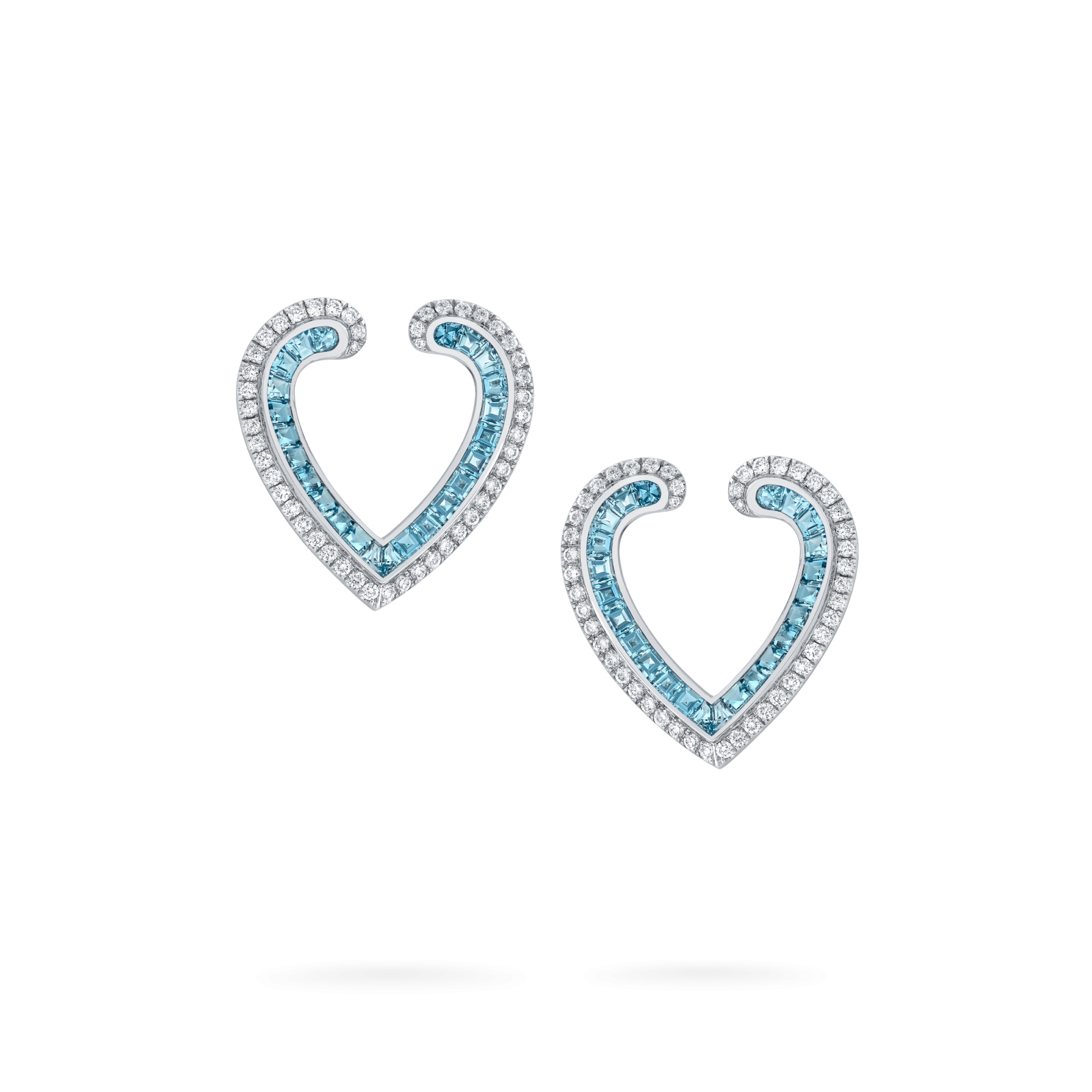 Garrard Aloria jewellery Collection calibre cut aquamarine earrings in 18ct white gold with Diamonds 2017068 Hero View