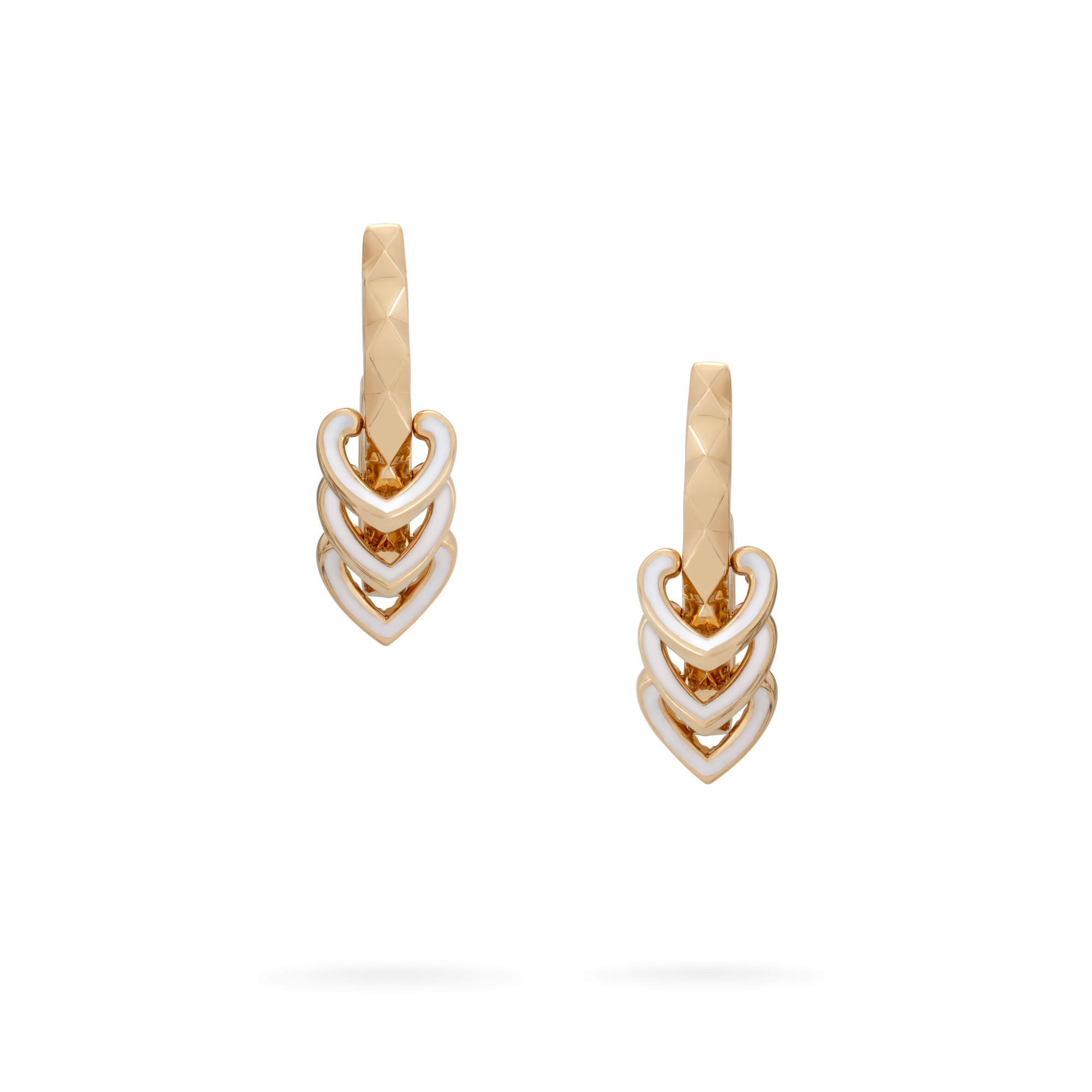 Garrard Aloria jewellery collection Reversible Hoop Earrings In 18ct Yellow Gold with Diamonds and Enamel 2016937 Hero View 2