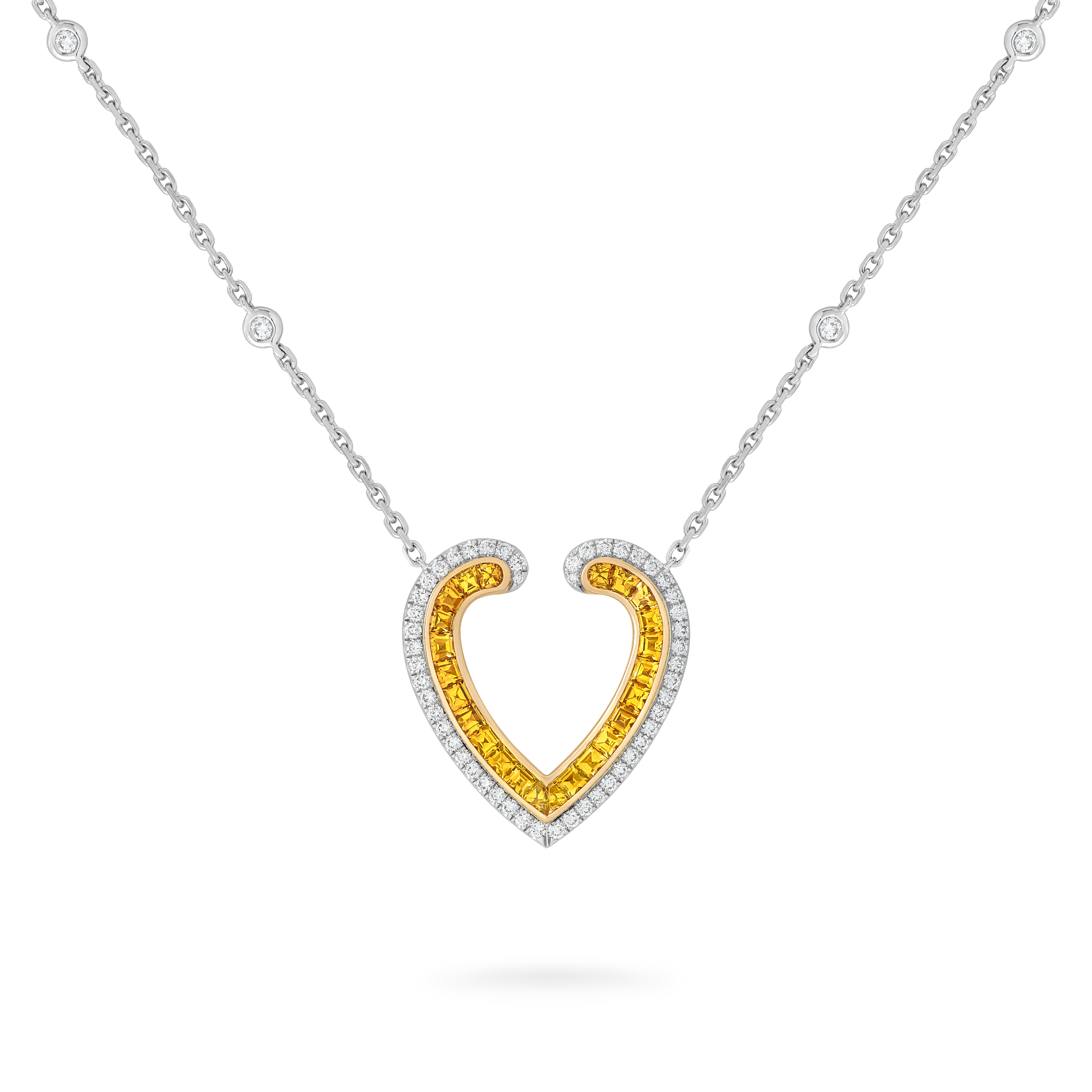 Garrard Aloria jewellery collection calibre cut Yellow sapphire pendant in 18ct white gold with diamonds 2016942 Hero View Garrard Aloria jewellery collection calibre cut Yellow sapphire pendant in 18ct white gold with diamonds 2016942 Hero View