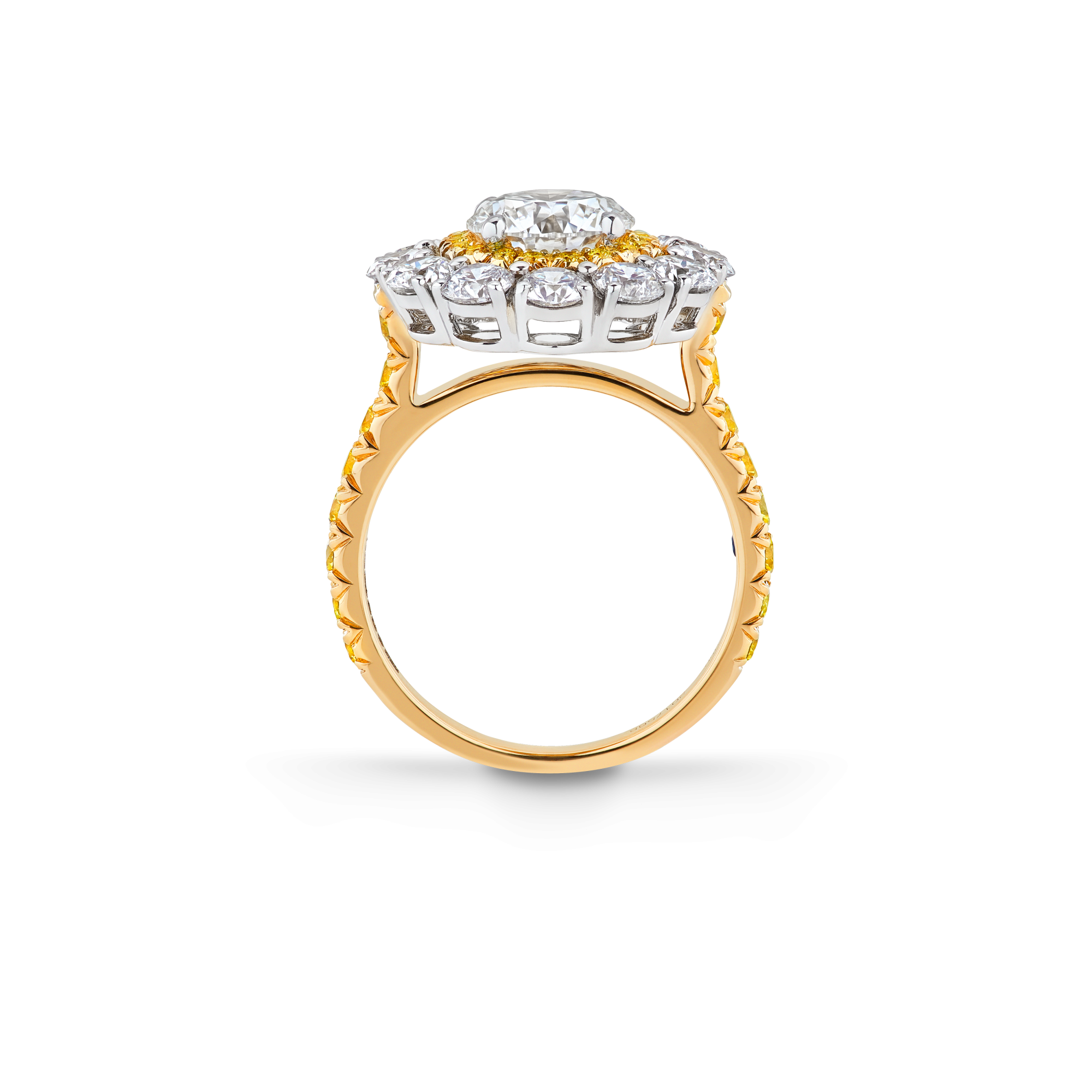 Garrard Bridal Harmony Round Diamond Double Cluster Engagement Ring In 18 ct Yellow Gold JRHAMG01 2017568 side