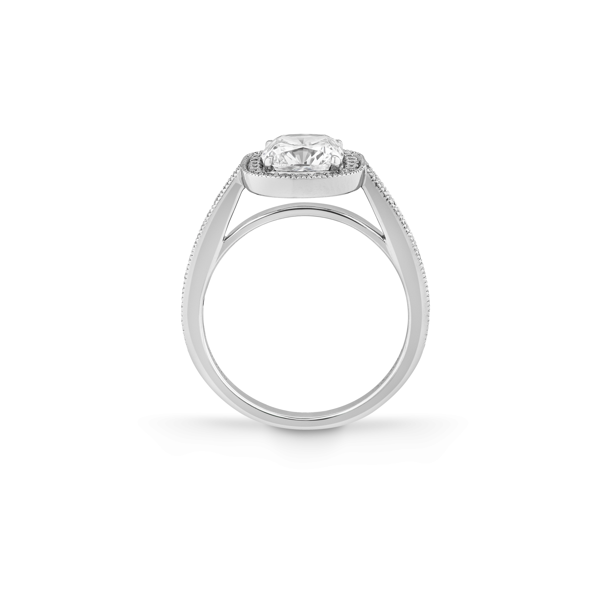 Garrard Bridal collection Evermore Cushion Cut Diamond Halo Engagement Ring In Platinum with Diamonds JREVPT01 2017569 Side