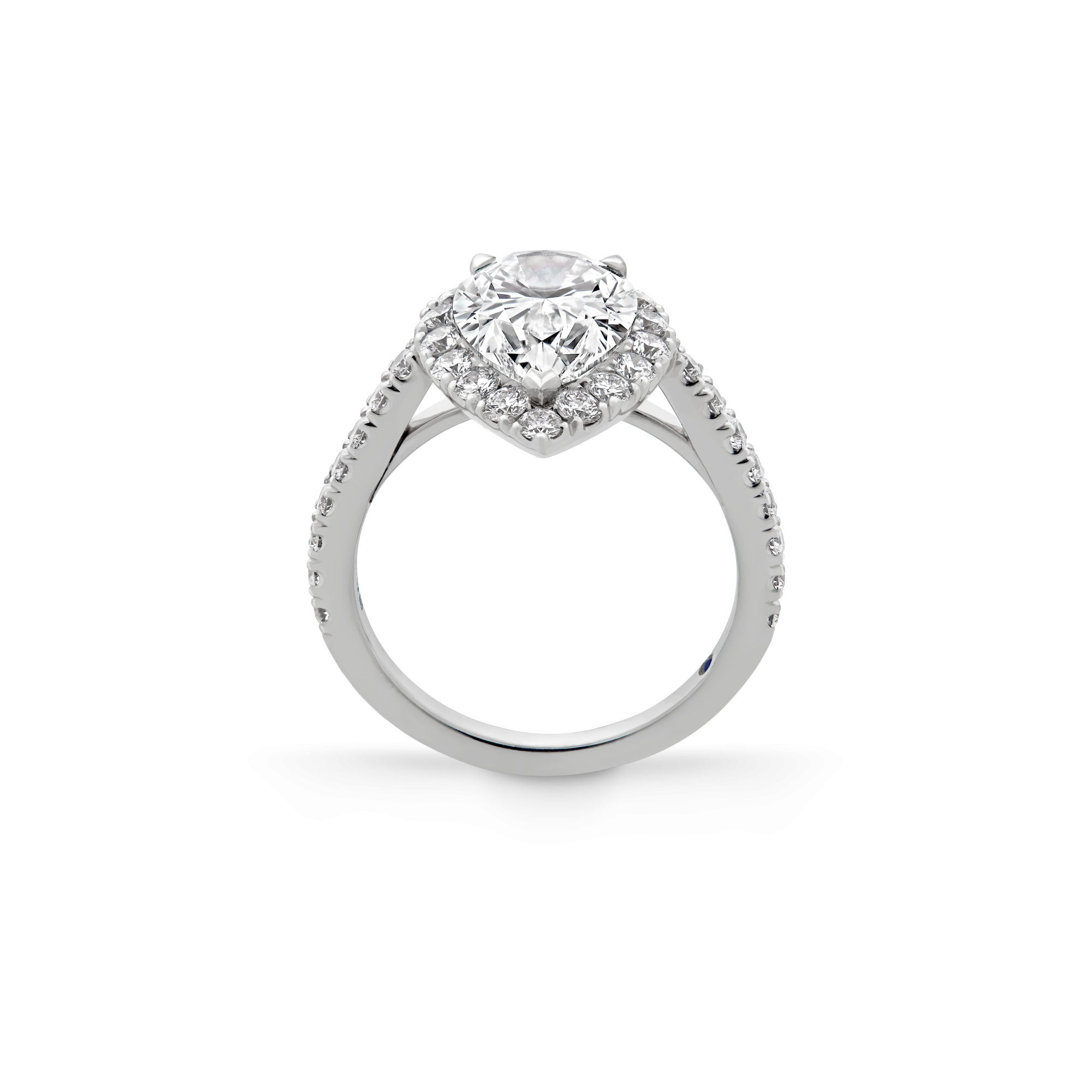 Garrard Bridal collection Evermore Pear Shape Diamond Halo Engagement Ring In Platinum with Diamonds JREVPT01 2015375 Side