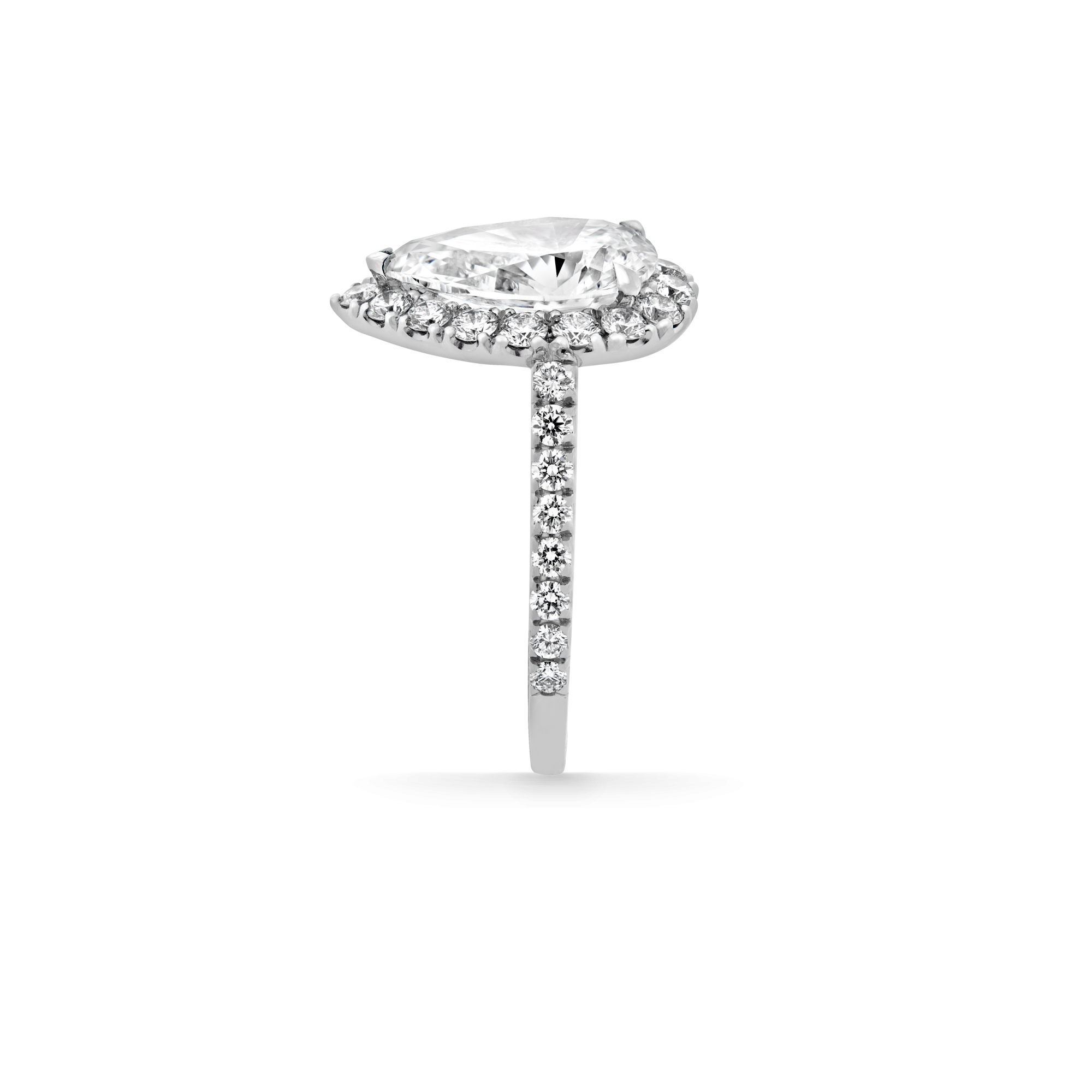 Garrard Bridal collection Evermore Pear Shape Diamond Halo Engagement Ring In Platinum with Diamonds JREVPT01 2015375 side 2