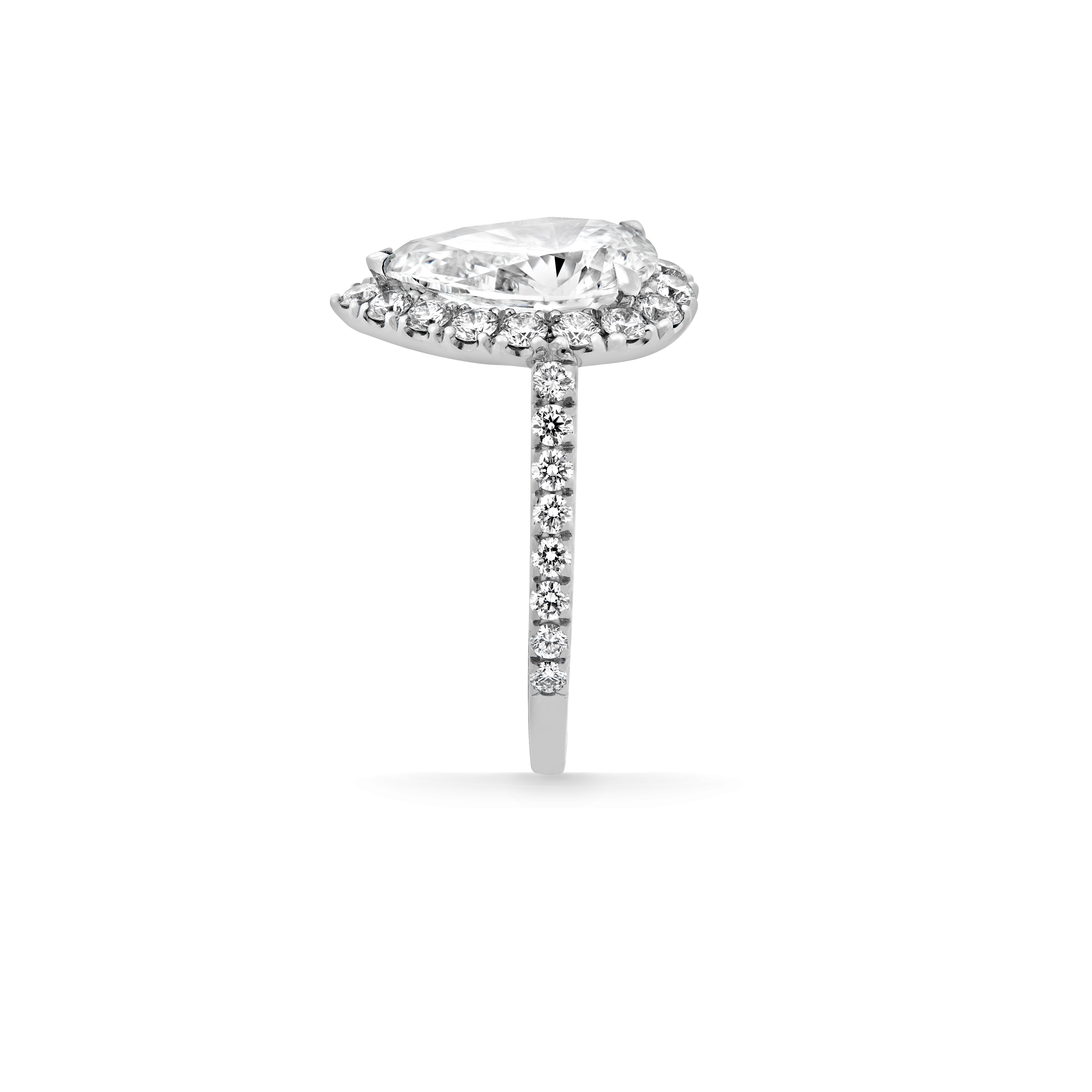 Garrard Bridal collection Evermore Pear Shape Diamond Halo Engagement Ring In Platinum with Diamonds JREVPT01 2015375 side 2 Garrard Bridal collection Evermore Pear Shape Diamond Halo Engagement Ring In Platinum with Diamonds JREVPT01 2015375 side 2