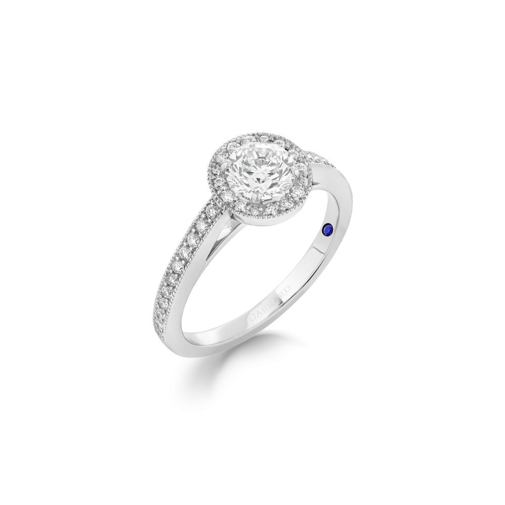 Garrard Bridal collection Evermore Round Diamond Halo Engagement Ring In Platinum with Diamonds JREVPT01 2017576 Hero 1