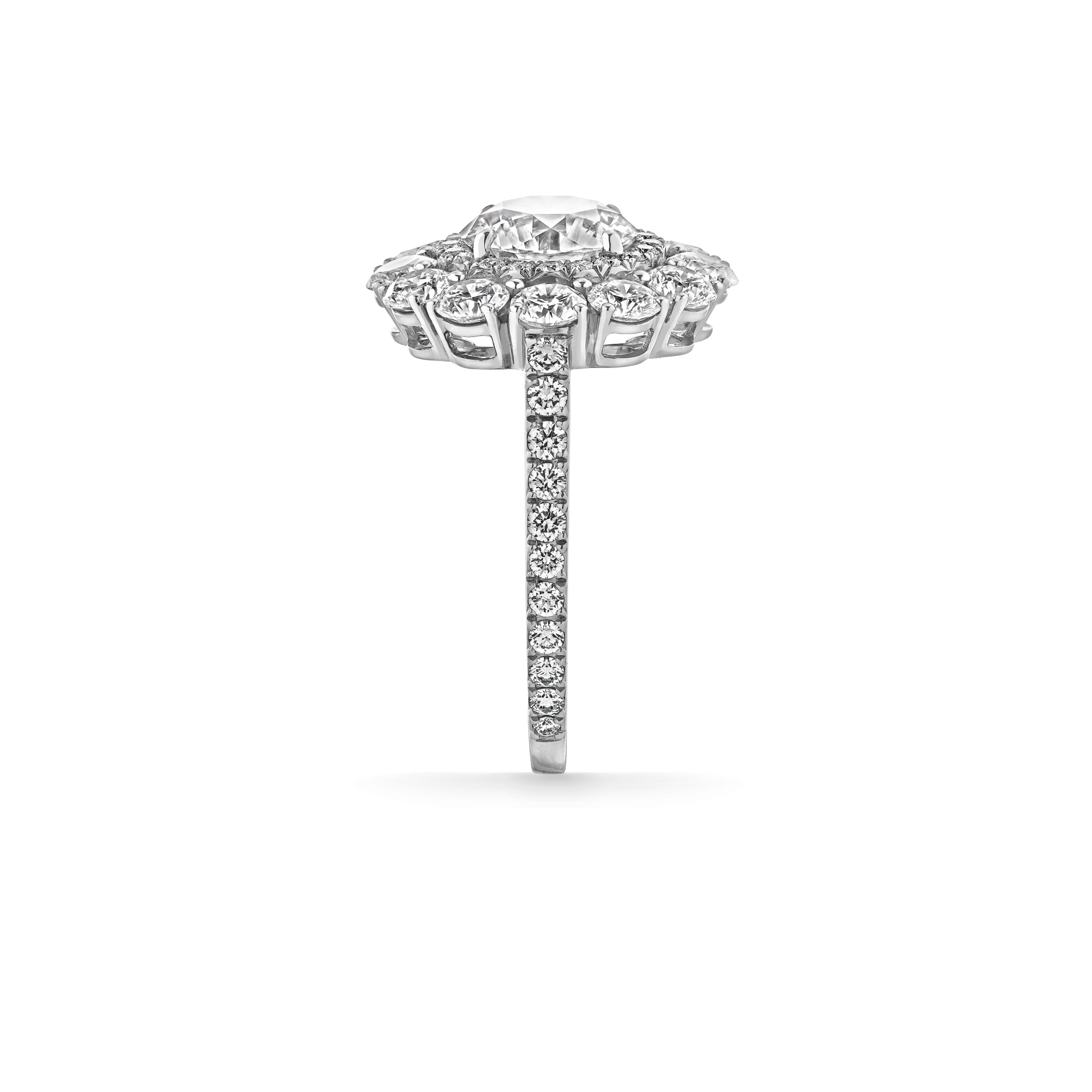 Garrard Bridal collection Harmony Round Brilliant Diamond Double Cluster Engagement Ring In Platinum JRHAPT01 2015895 side 2