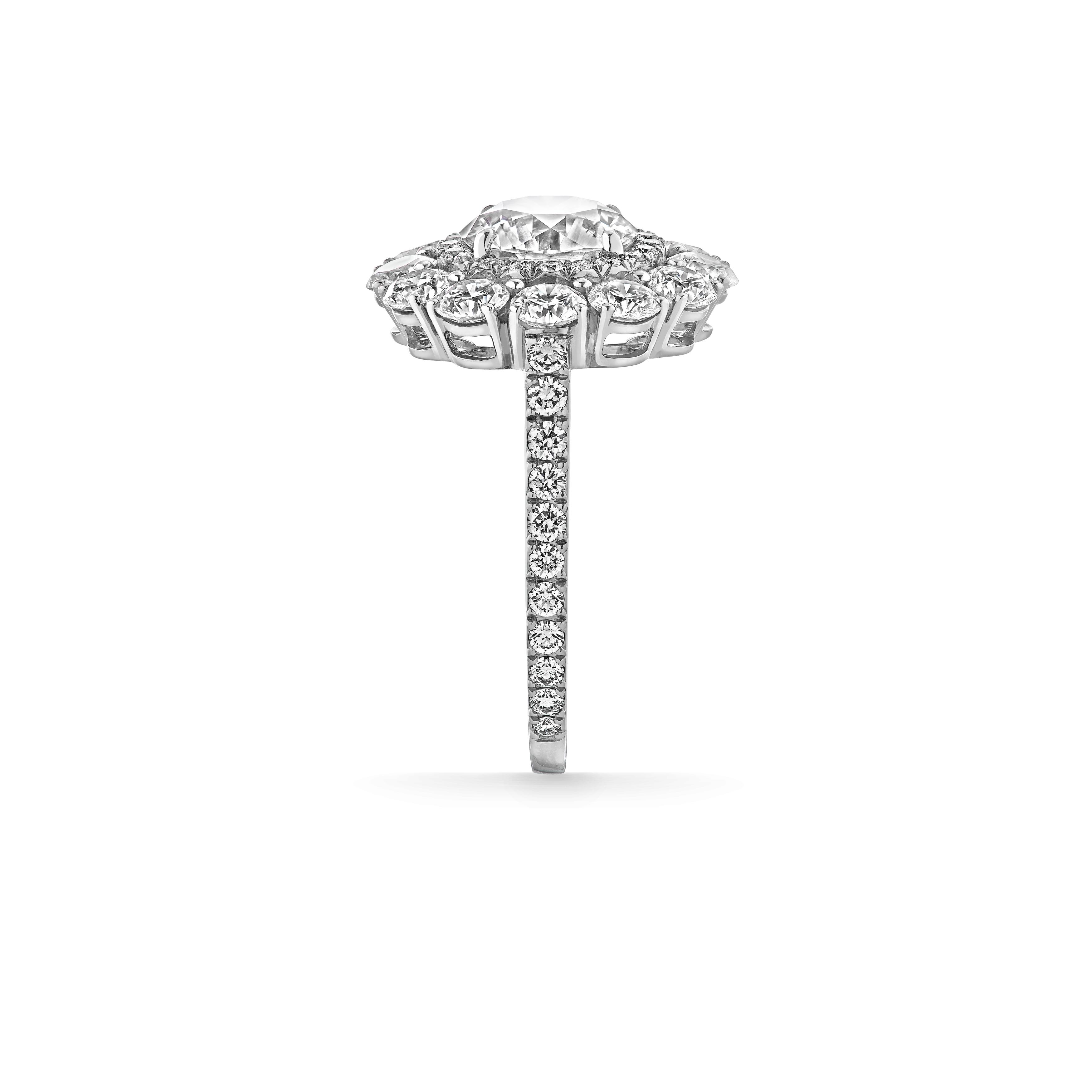 Garrard Bridal collection Harmony Round Brilliant Diamond Double Cluster Engagement Ring In Platinum JRHAPT01 2015895 side 2 Garrard Bridal collection Harmony Round Brilliant Diamond Double Cluster Engagement Ring In Platinum JRHAPT01 2015895 side 2