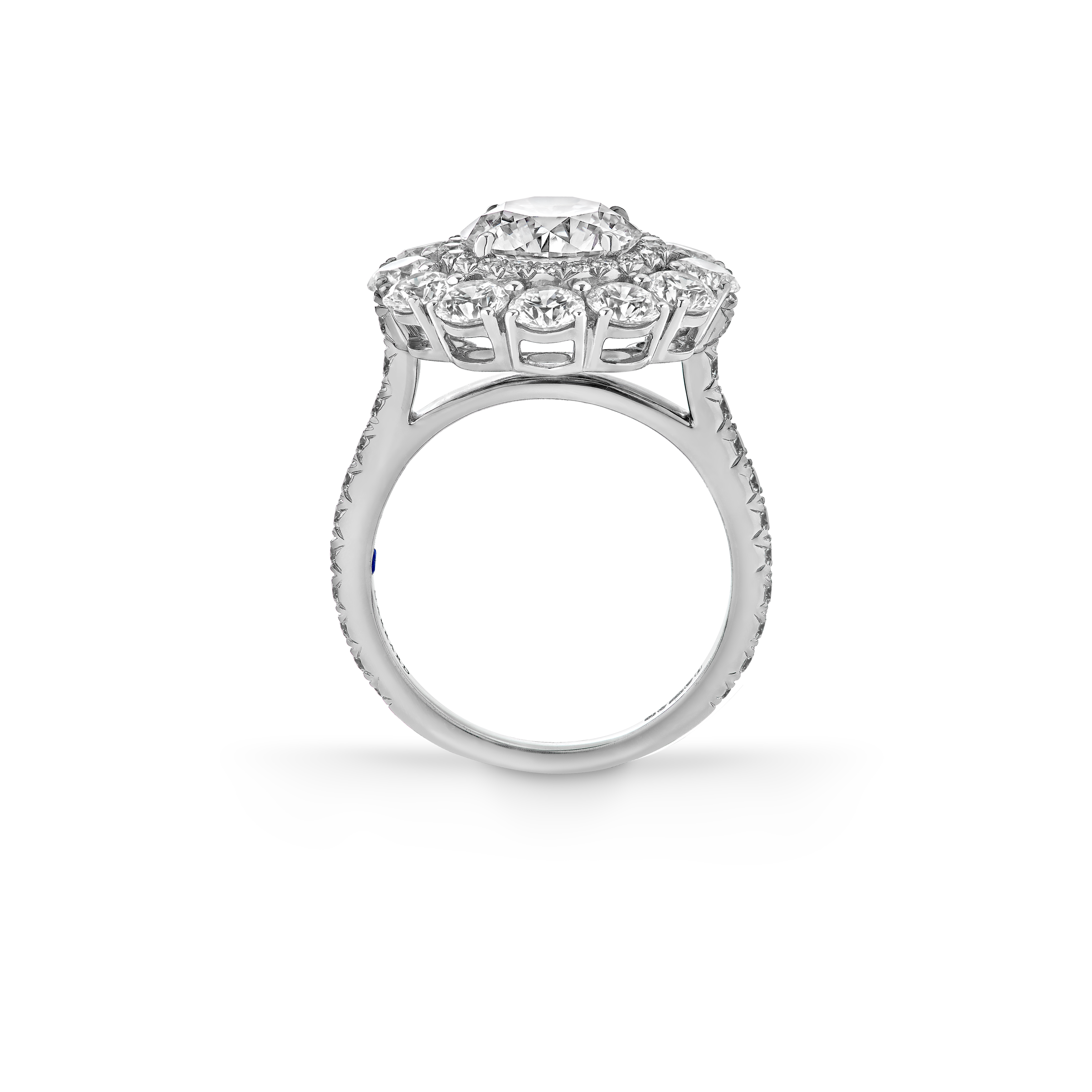 Garrard Bridal collection Harmony Round Brilliant Diamond Double Cluster Engagement Ring In Platinum JRHAPT01 2015895 side Garrard Bridal collection Harmony Round Brilliant Diamond Double Cluster Engagement Ring In Platinum JRHAPT01 2015895 side