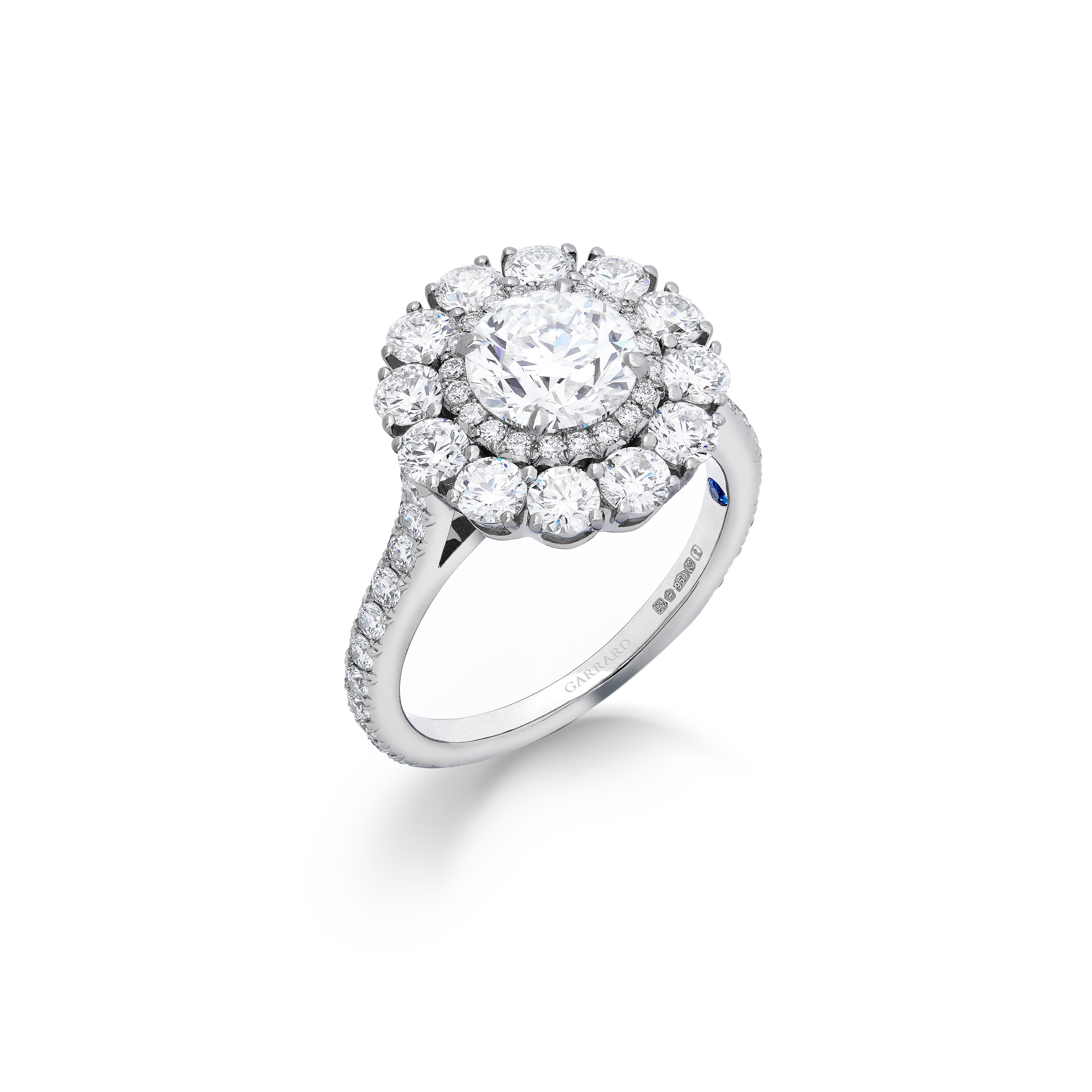 Garrard Bridal collection Harmony Round Brilliant Diamond Double Cluster Engagement Ring In Platinum JRHAPT01 2015895 Garrard Bridal collection Harmony Round Brilliant Diamond Double Cluster Engagement Ring In Platinum JRHAPT01 2015895
