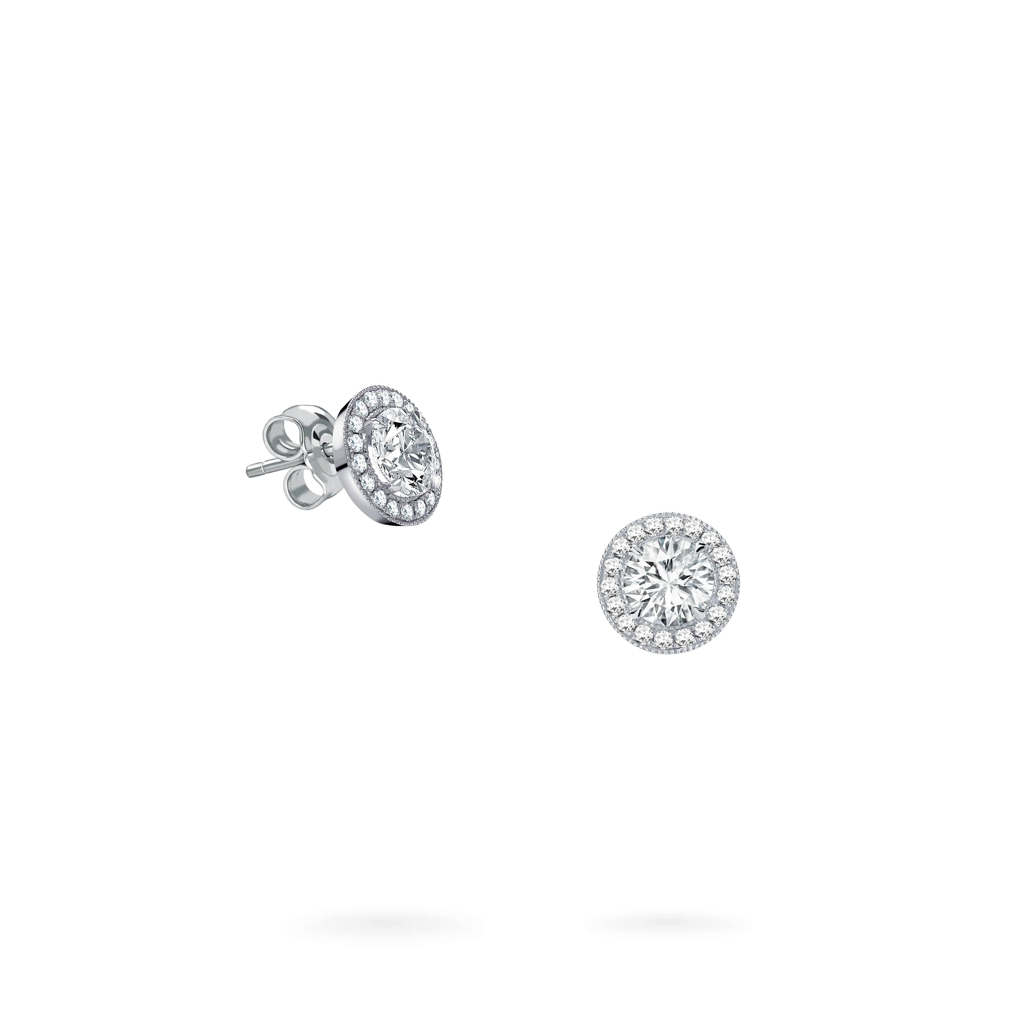 Garrard Classic jewellery collection Round Brilliant Diamond Halo Stud Earrings In Platinum 2014491 Garrard Classic jewellery collection Round Brilliant Diamond Halo Stud Earrings In Platinum 2014491