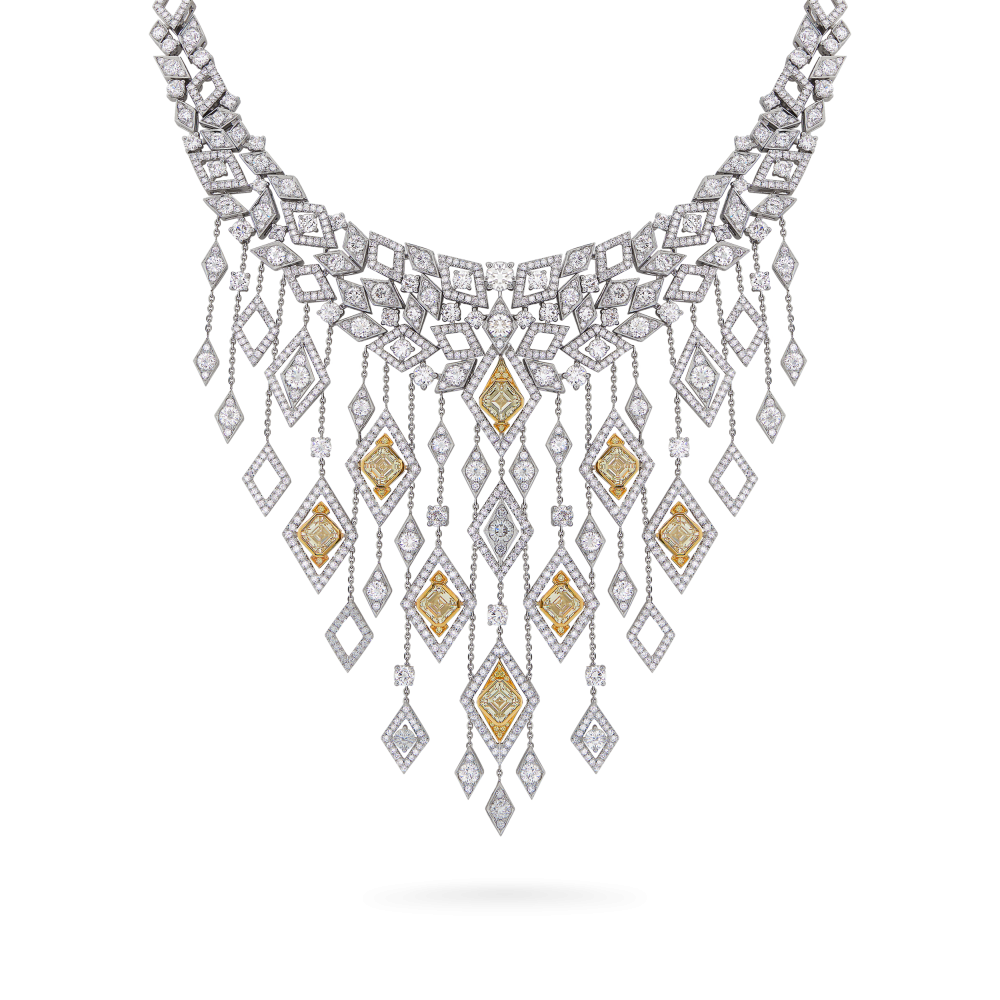 Garrard Cosmos High Jewellery Yellow and White Diamond Fringe Necklace In 18ct White and Yellow Gold 2015890