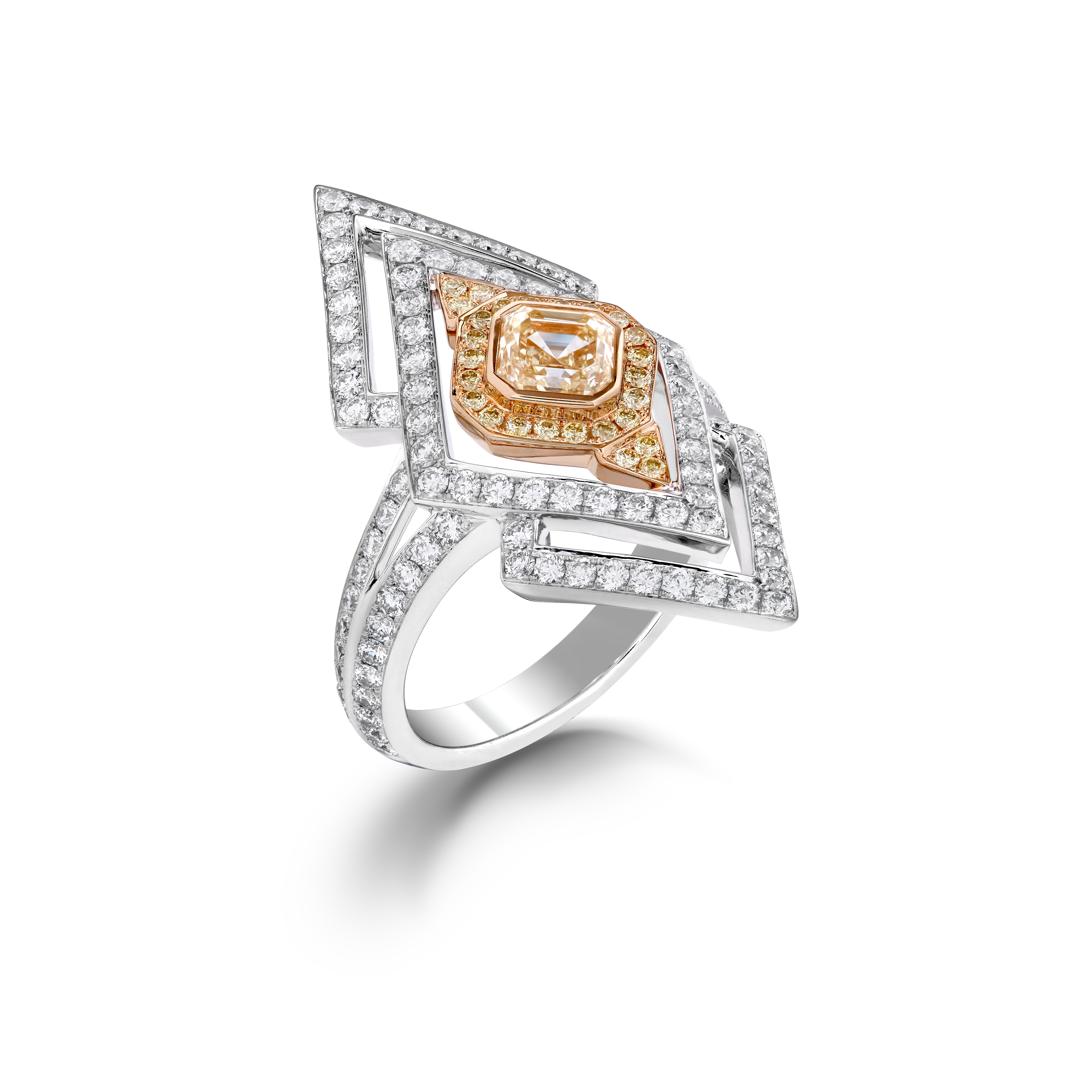 Garrard Cosmos High Jewellery Yellow and White Diamond Ring In 18ct White and Yellow Gold 2016691 Garrard Cosmos High Jewellery Yellow and White Diamond Ring In 18ct White and Yellow Gold 2016691