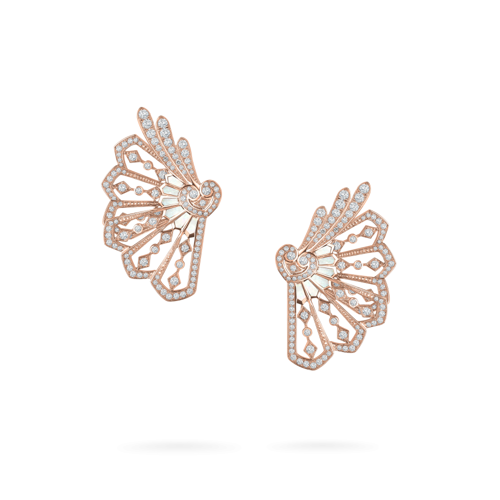 Garrard Fanfare Classic jewellery collection white diamond and mother of pearl ear climbers in 18ct rose gold 2015511 Hero View