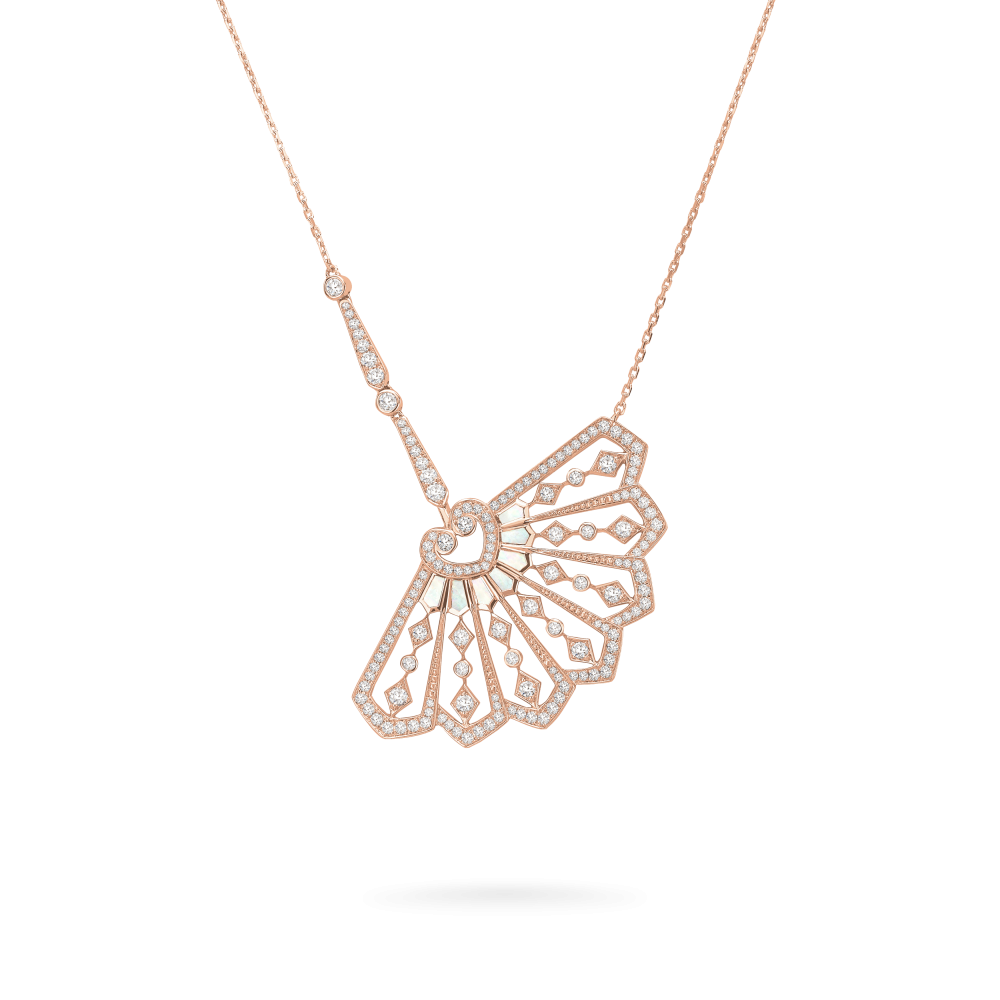 Garrard Fanfare Classic jewellery collection white diamond and mother of pearl pendant in 18ct rose gold 2015510 Hero View