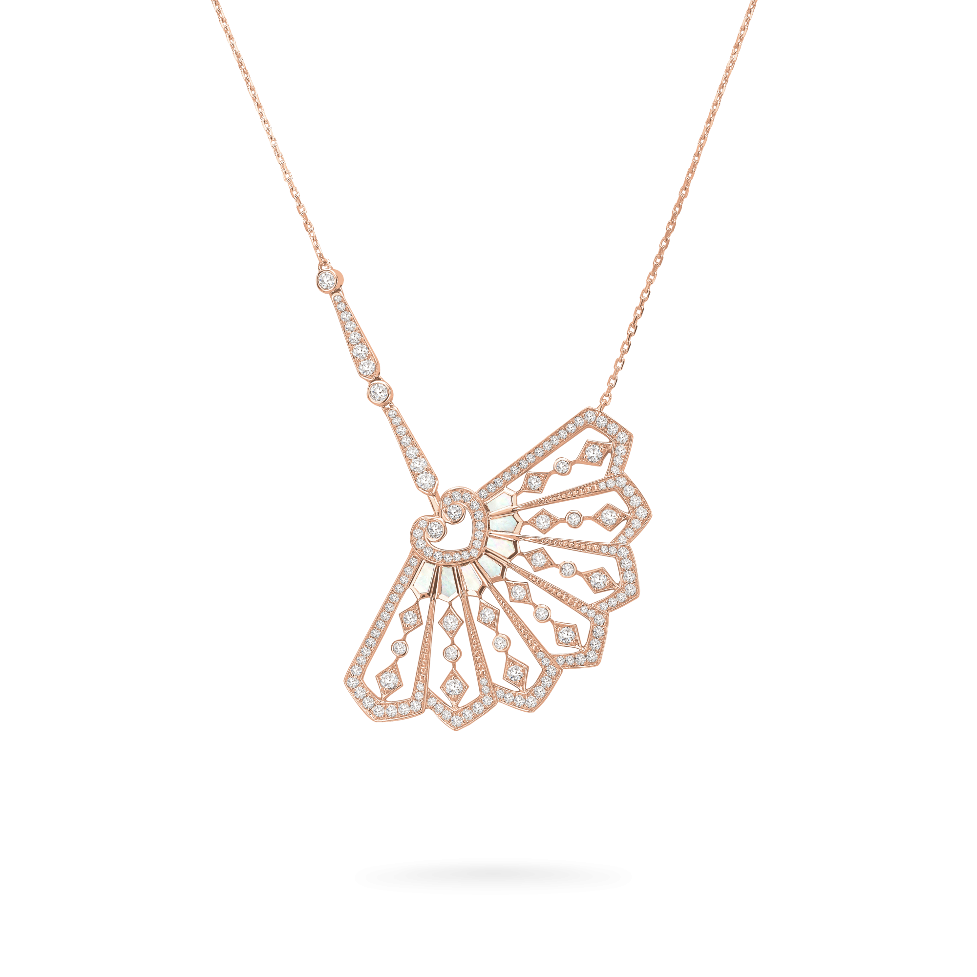 Garrard Fanfare Classic jewellery collection white diamond and mother of pearl pendant in 18ct rose gold 2015510 Hero View