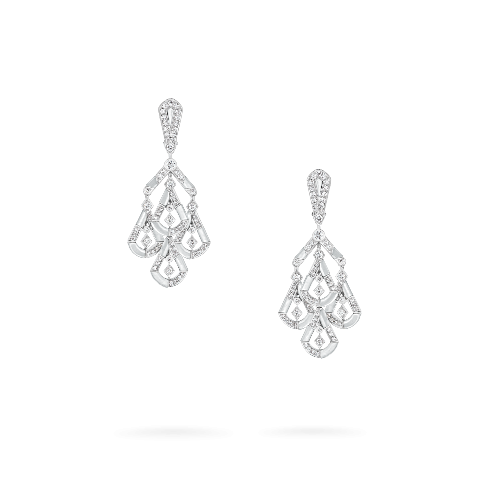 Garrard Fanfare Symphony High Jewellery Diamond and Mother of Pearl Earrings In 18ct White Gold 2017277