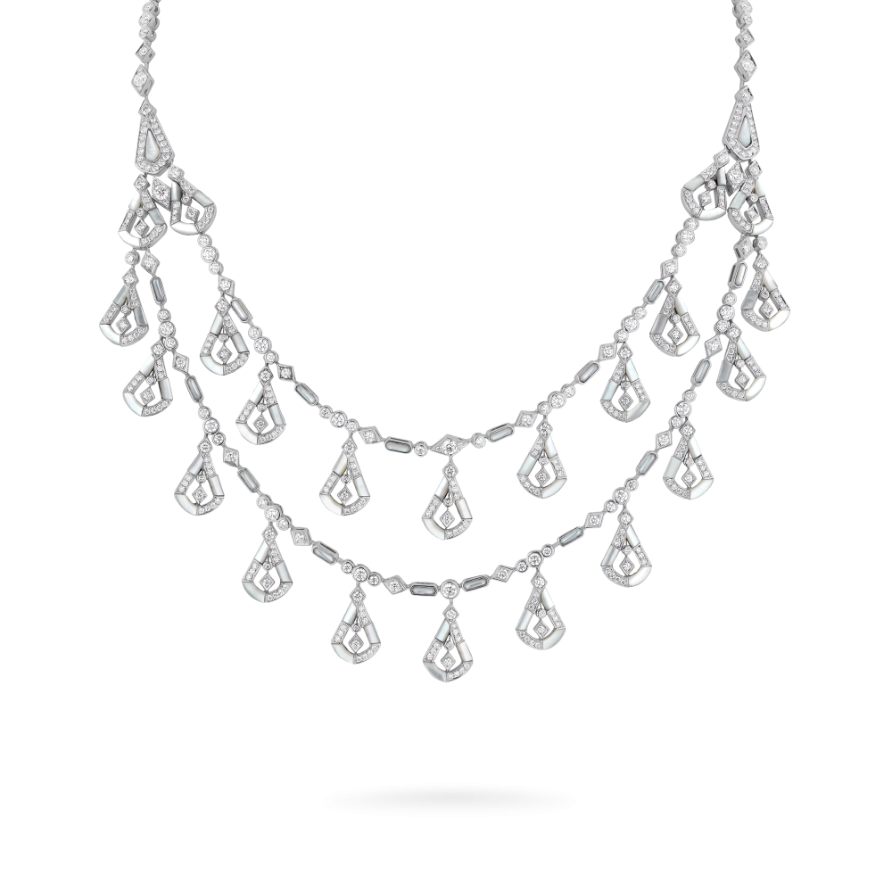 Garrard Fanfare Symphony High Jewellery Diamond and Mother of Pearl Necklace In 18ct White Gold 2017276